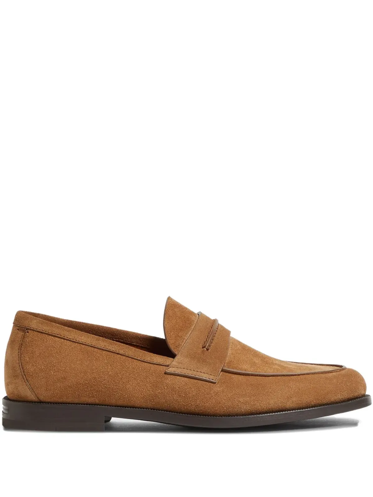 Zegna スエード ペニーローファー ブラウン - 画像1