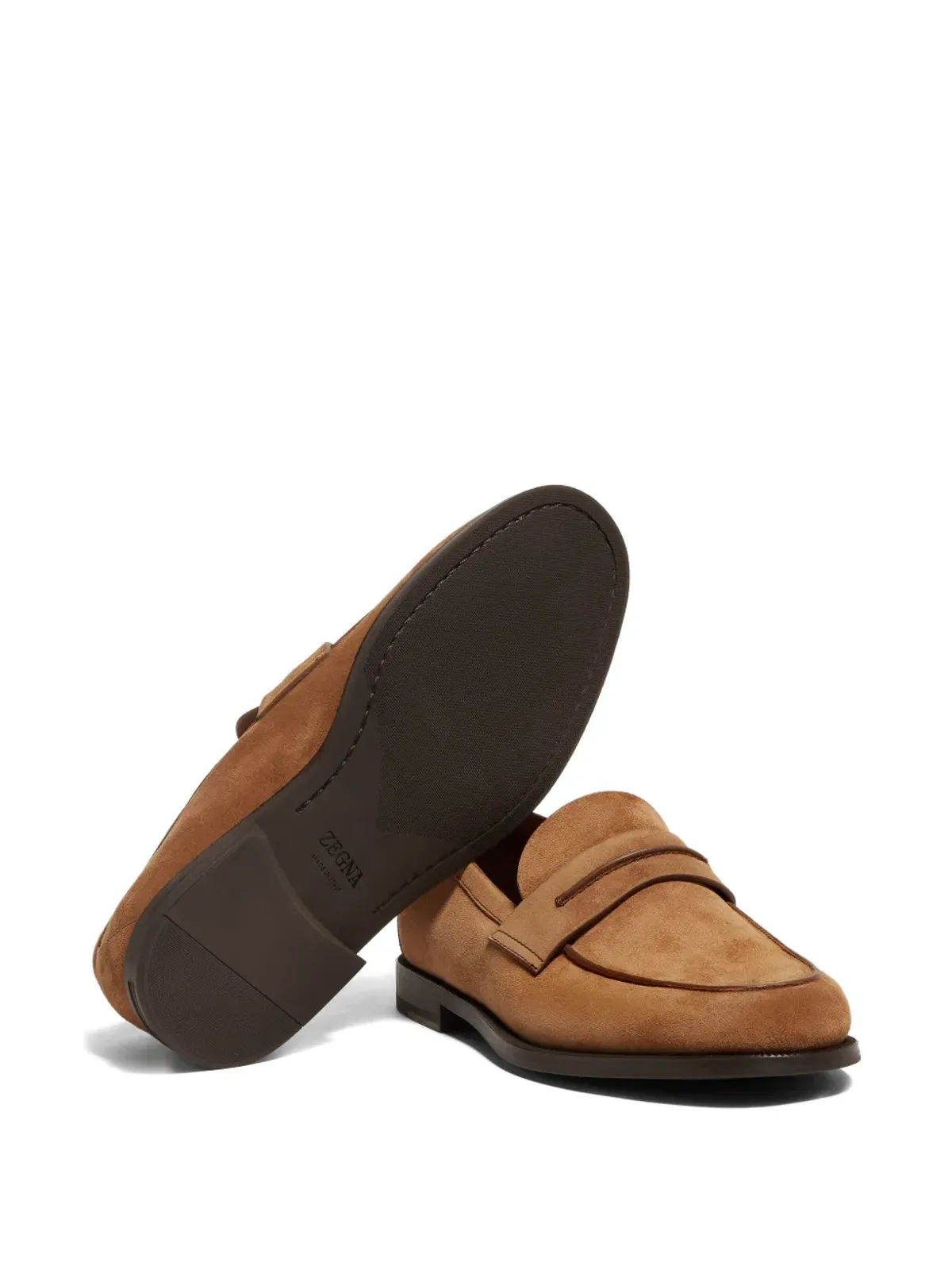 Zegna スエード ペニーローファー ブラウン - 画像5