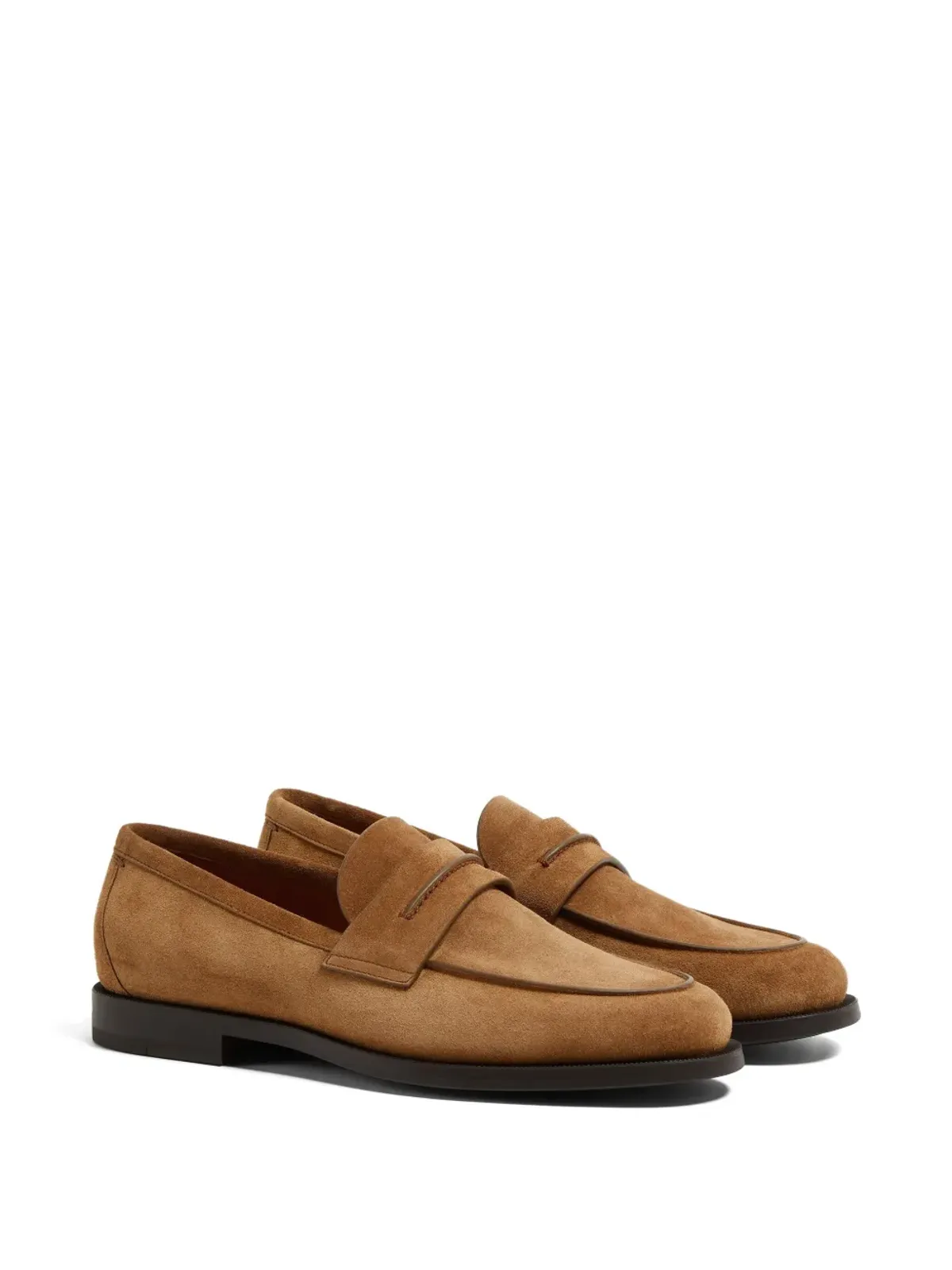 Zegna スエード ペニーローファー ブラウン - 画像2