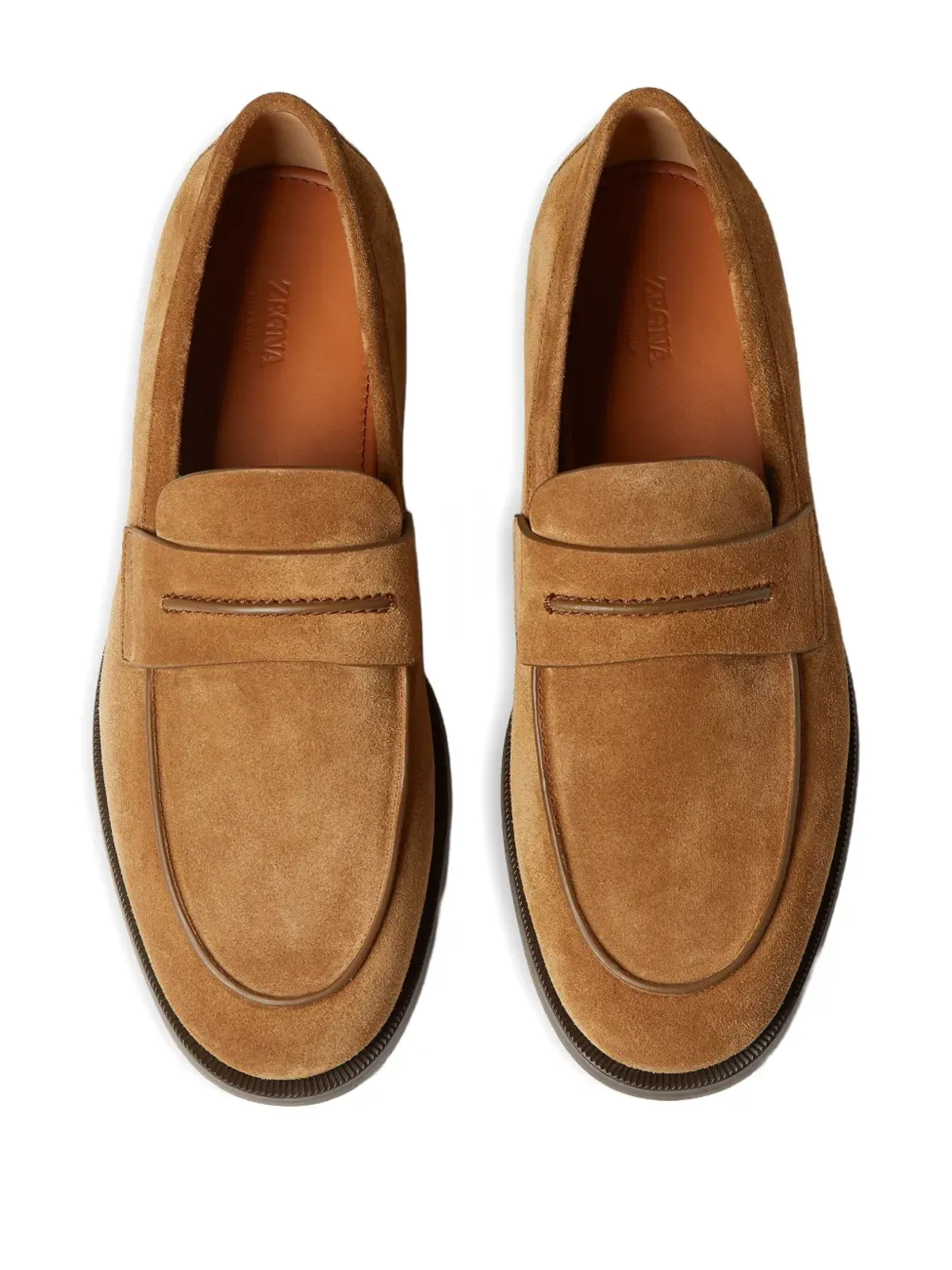Zegna スエード ペニーローファー ブラウン - 画像3