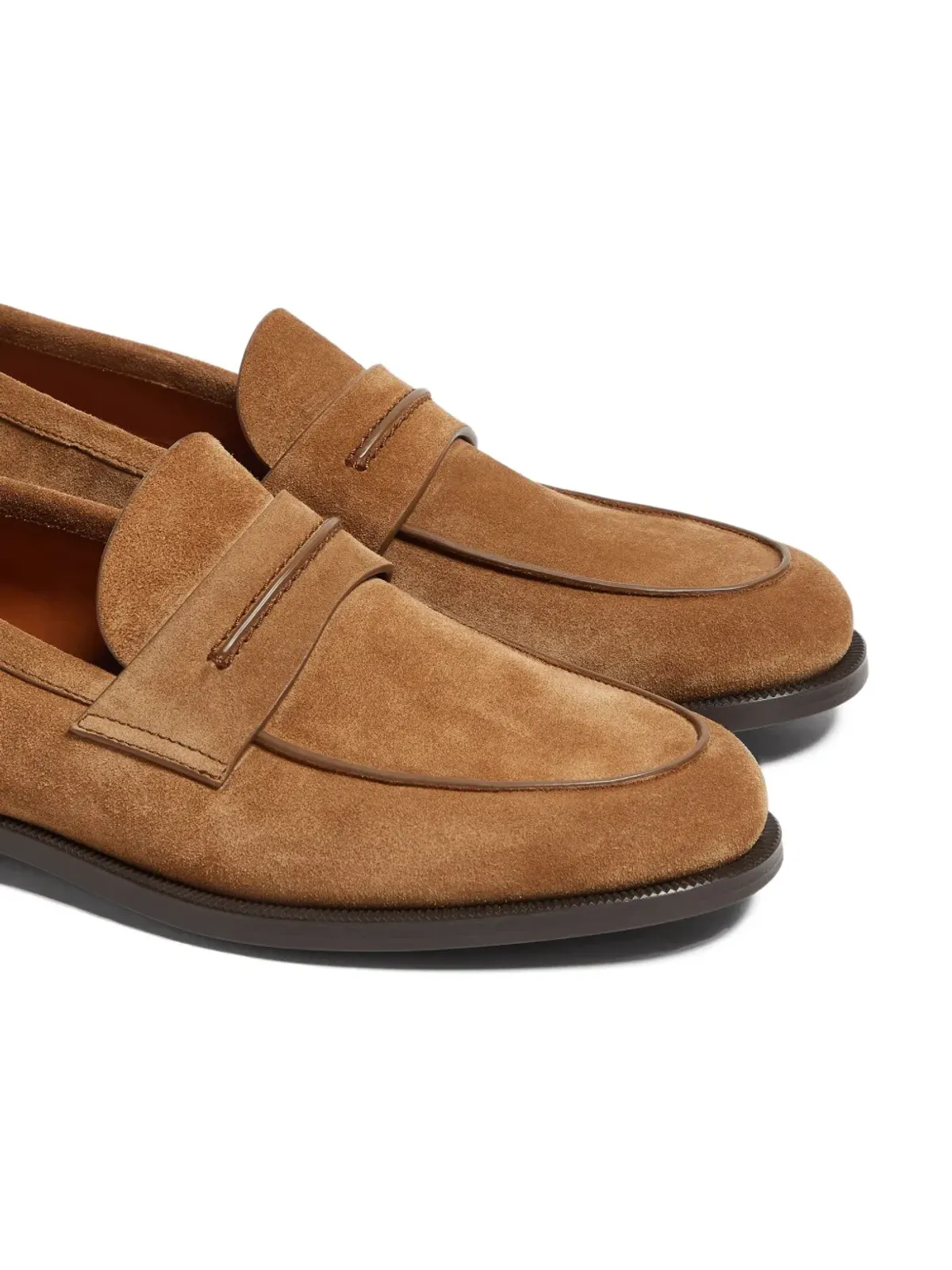 Zegna スエード ペニーローファー ブラウン - 画像4