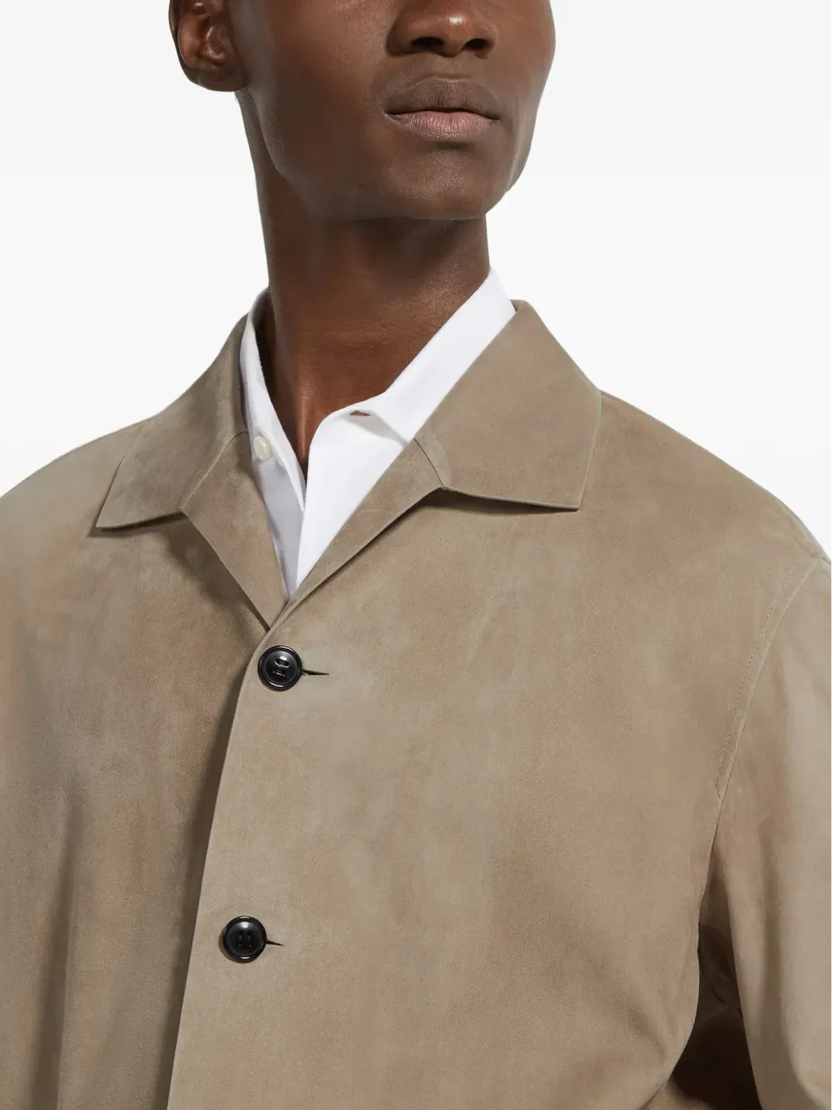 Zegna シープスキン ボタン留め チョアジャケット ブラウン - 画像5