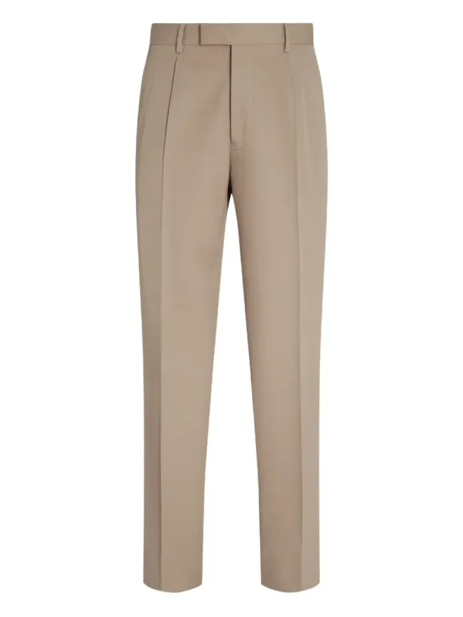 ZEGNA Zegna プリーツ入りコットンウール混紡パンツの商品画像