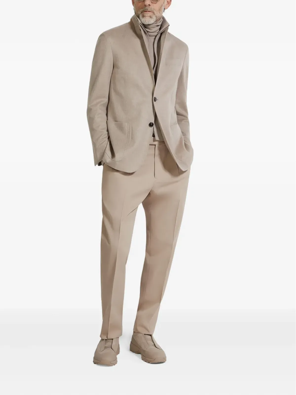 Zegna プリーツ入りコットンウール混紡パンツ - 画像2
