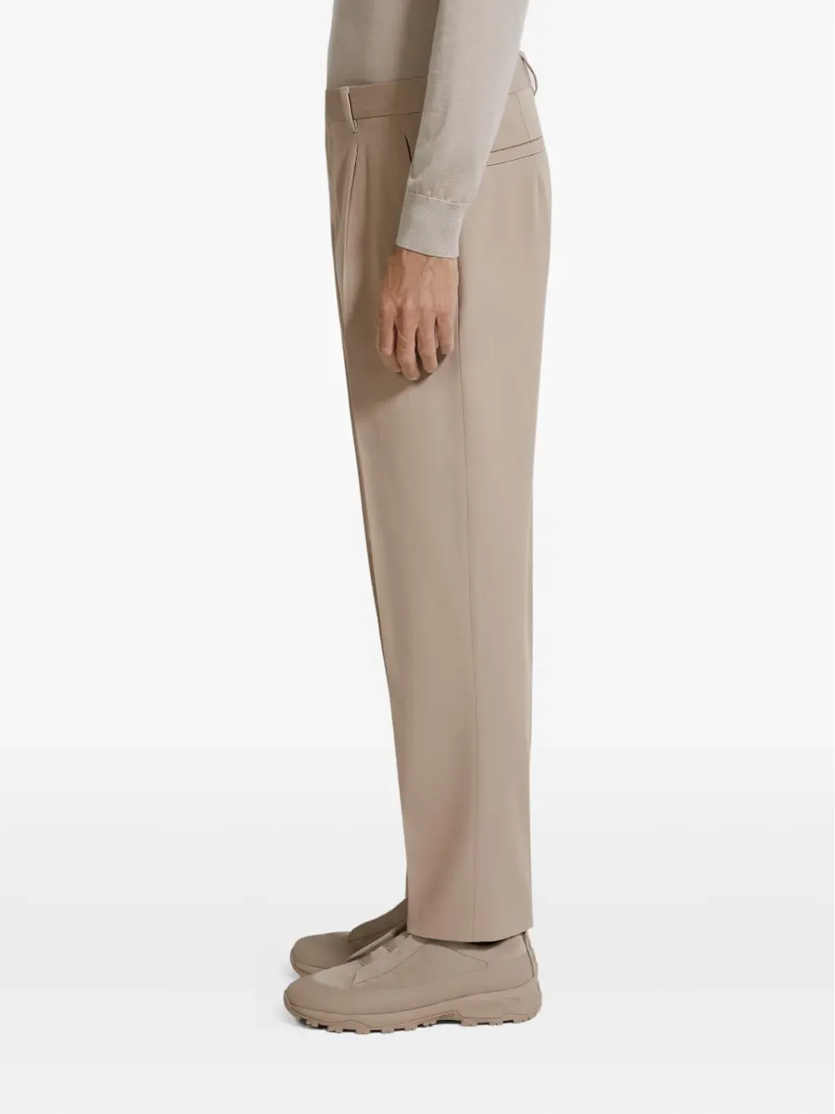 Zegna プリーツ入りコットンウール混紡パンツ - 画像4