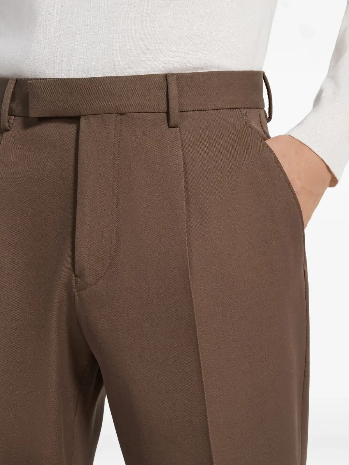 Zegna プリーツ入りサイドポケットパンツ - ブラウン - 画像5