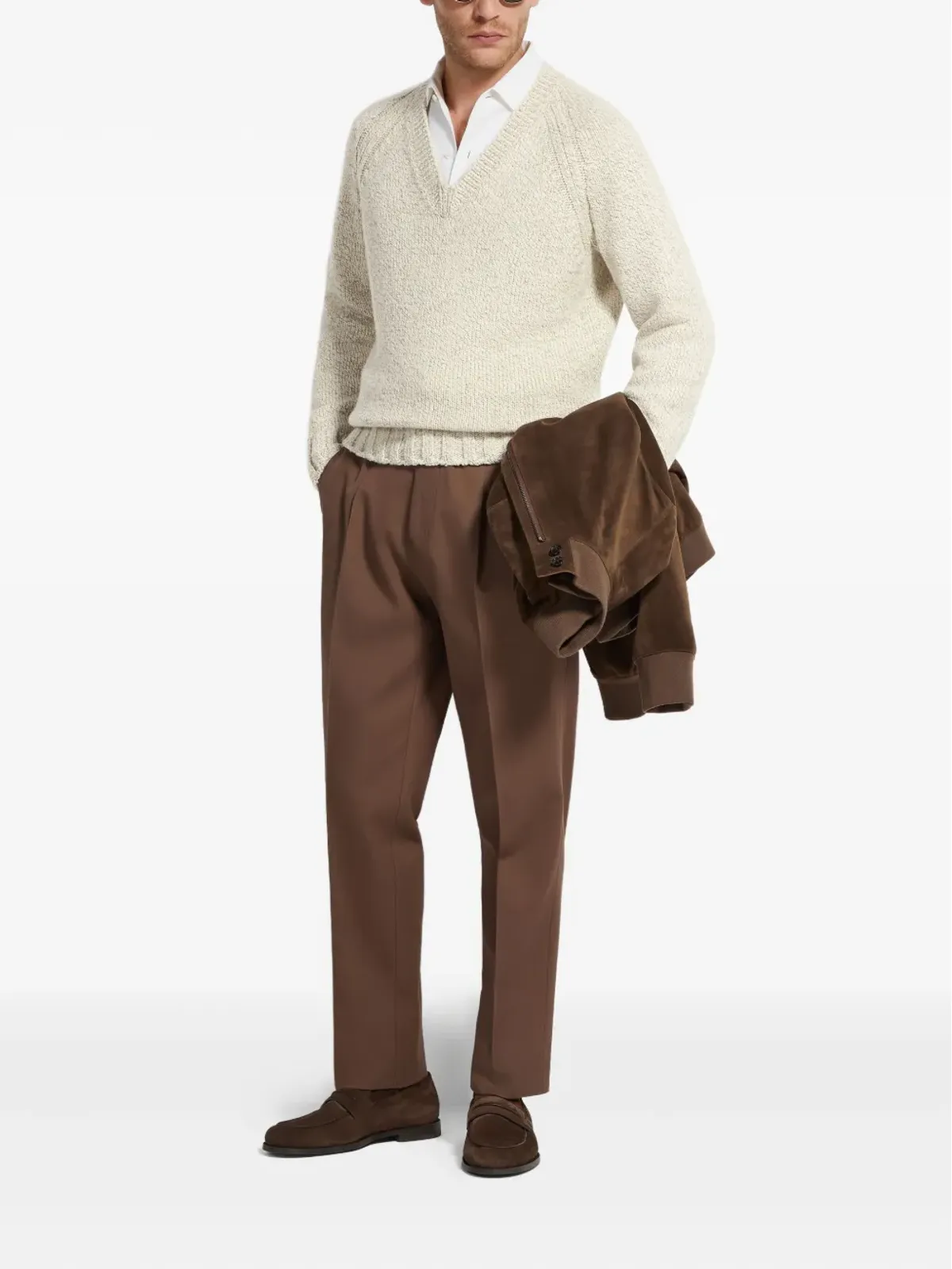 Zegna プリーツ入りサイドポケットパンツ - ブラウン - 画像2