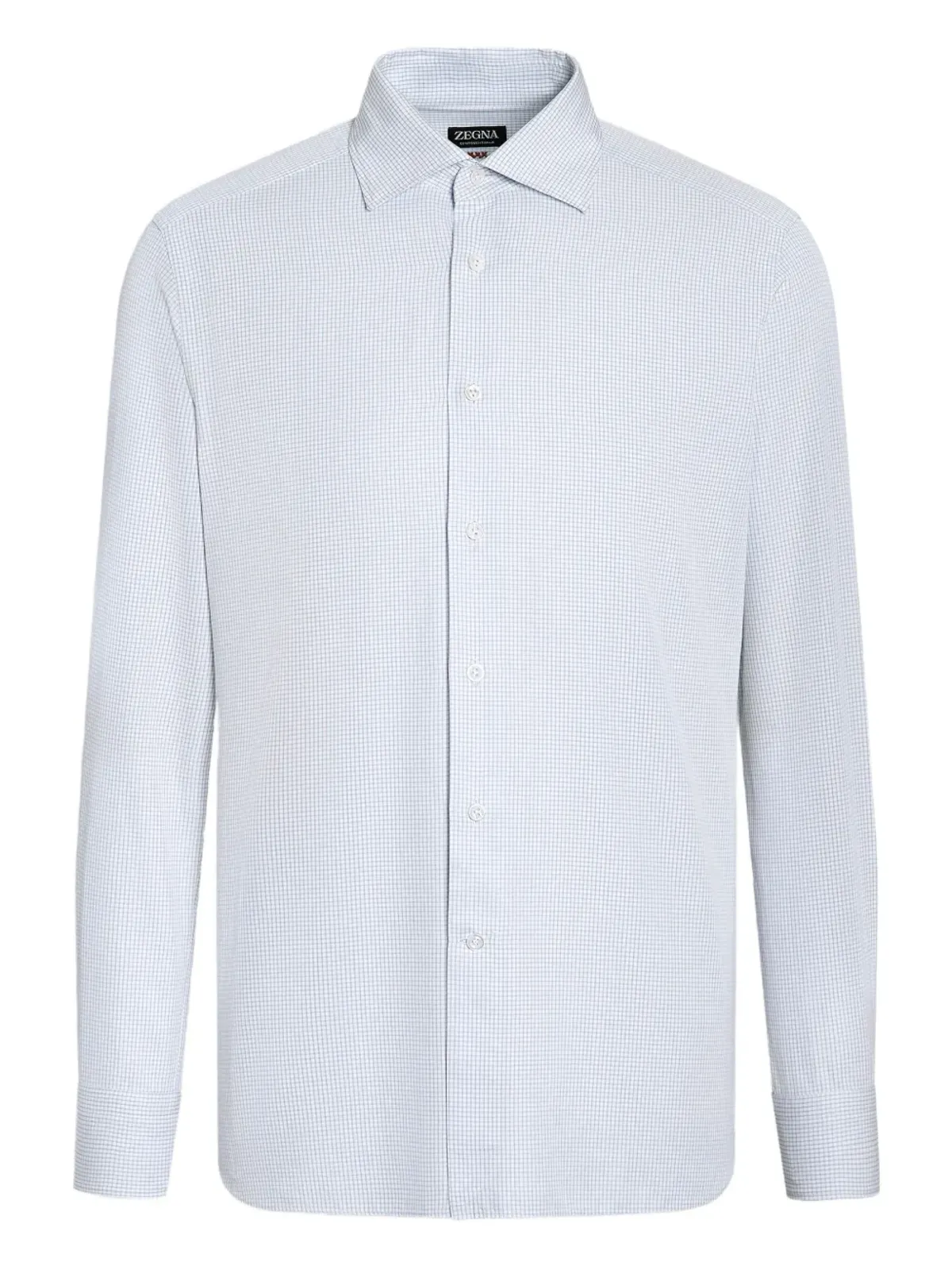 Zegna チェック柄コットンシャツ - ブルー - 画像1