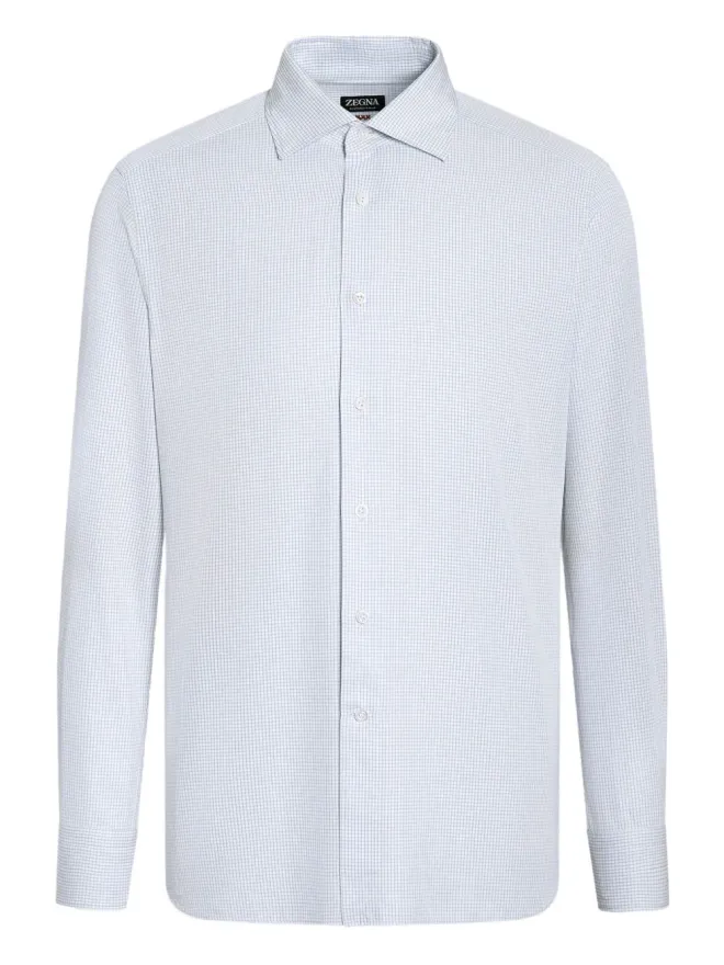ZEGNA Zegna チェック柄コットンシャツ - ブルーの商品画像