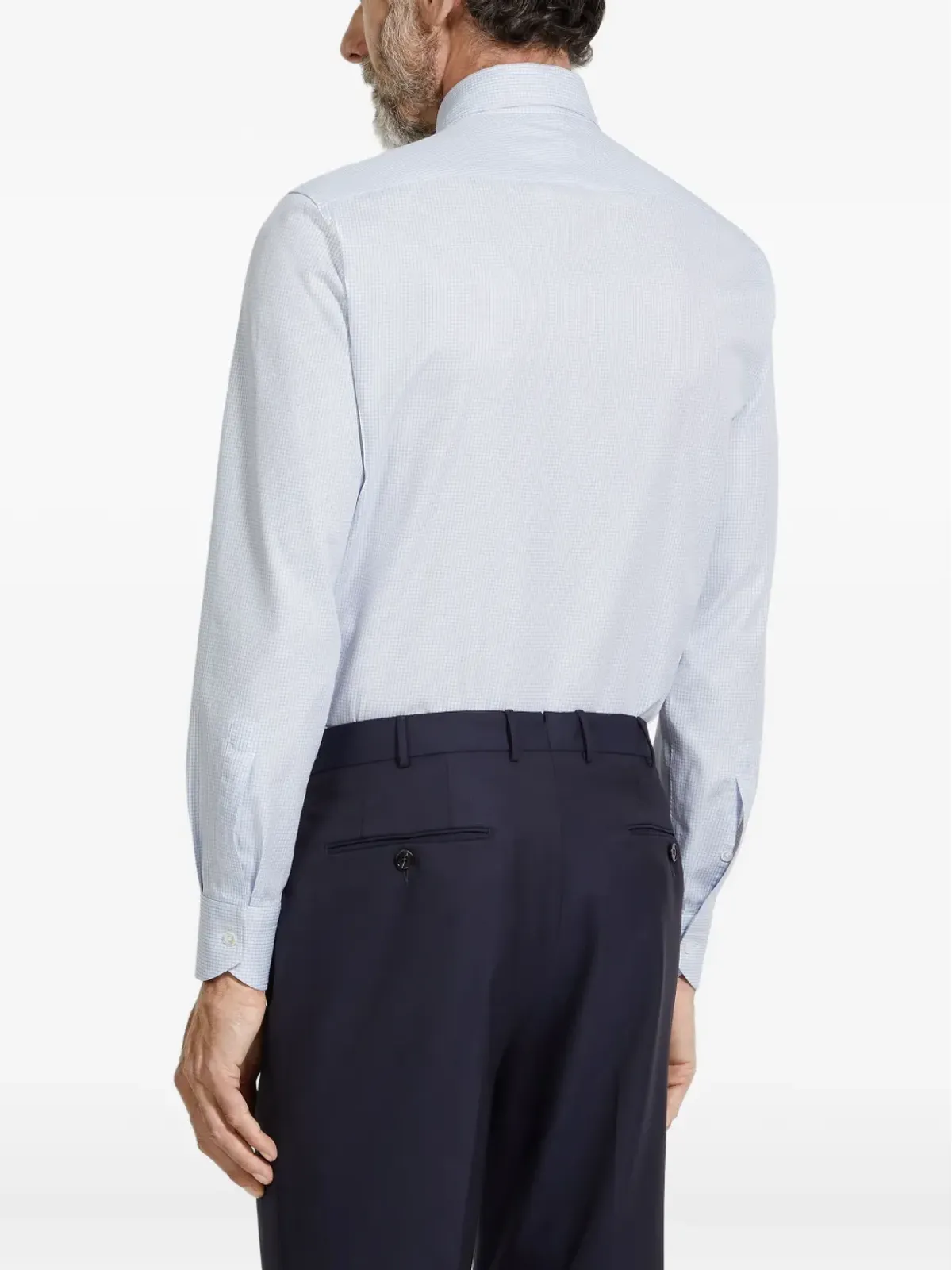 Zegna チェック柄コットンシャツ - ブルー - 画像3