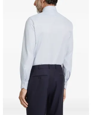 Zegna チェック柄コットンシャツ - ブルー - サムネイル3