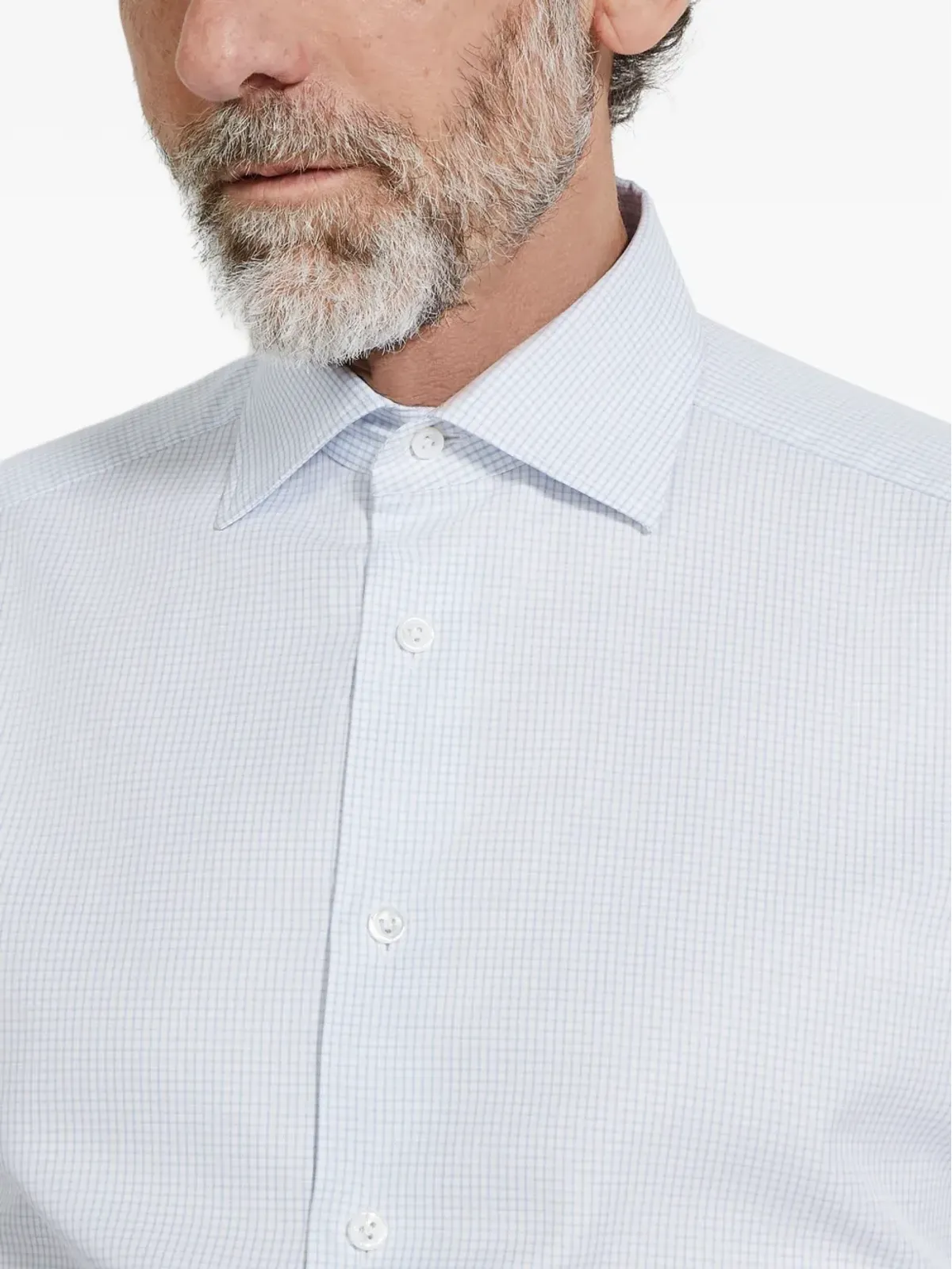 Zegna チェック柄コットンシャツ - ブルー - 画像4