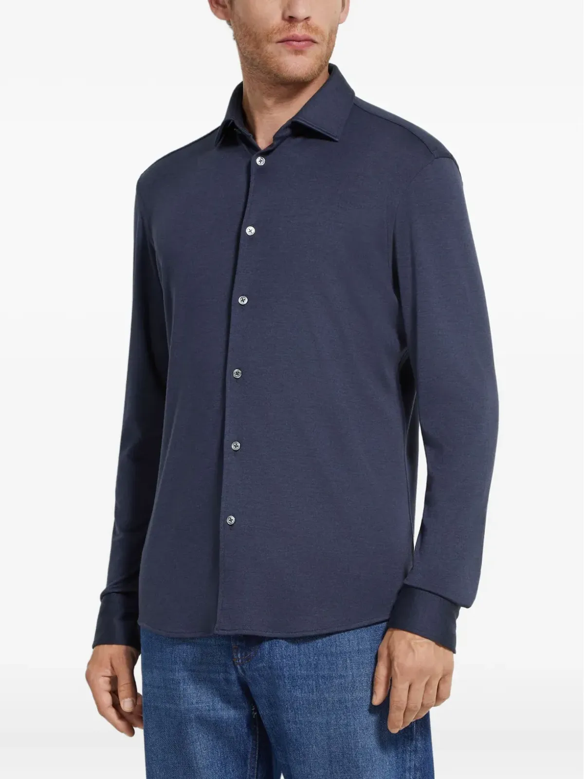 Zegna 長袖ポインテッドカラーシャツ - 画像3