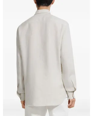 Zegna リネンシャツ - グレー - サムネイル4