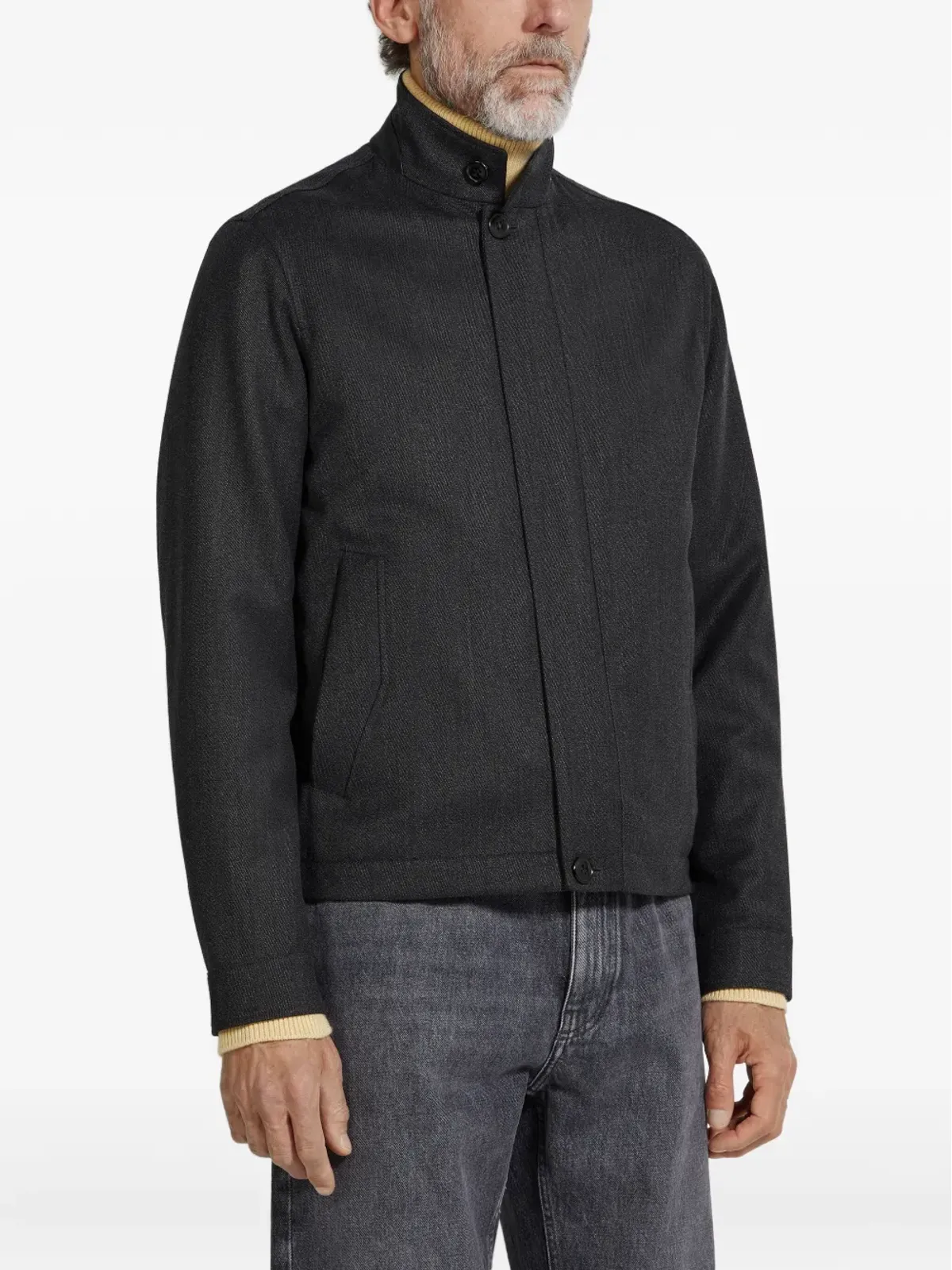 Zegna ハイネック ウール ジャケット - ブラック - 画像3