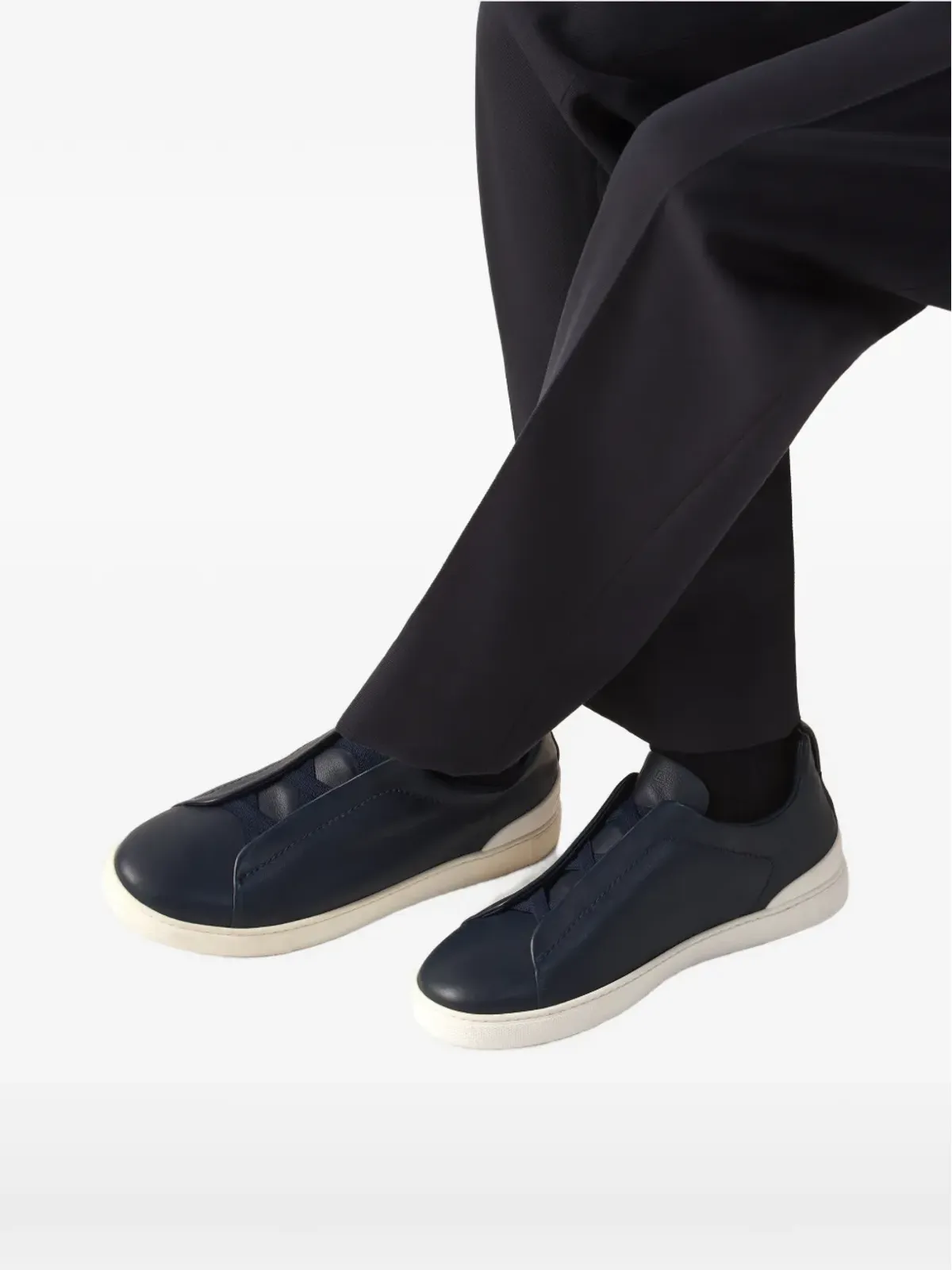 Zegna トリプルステッチ レザー スニーカー - 画像5