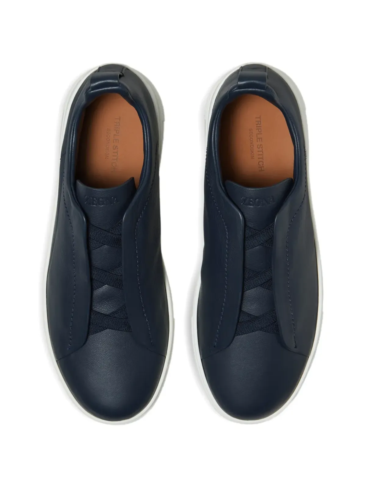 Zegna トリプルステッチ レザー スニーカー - 画像2