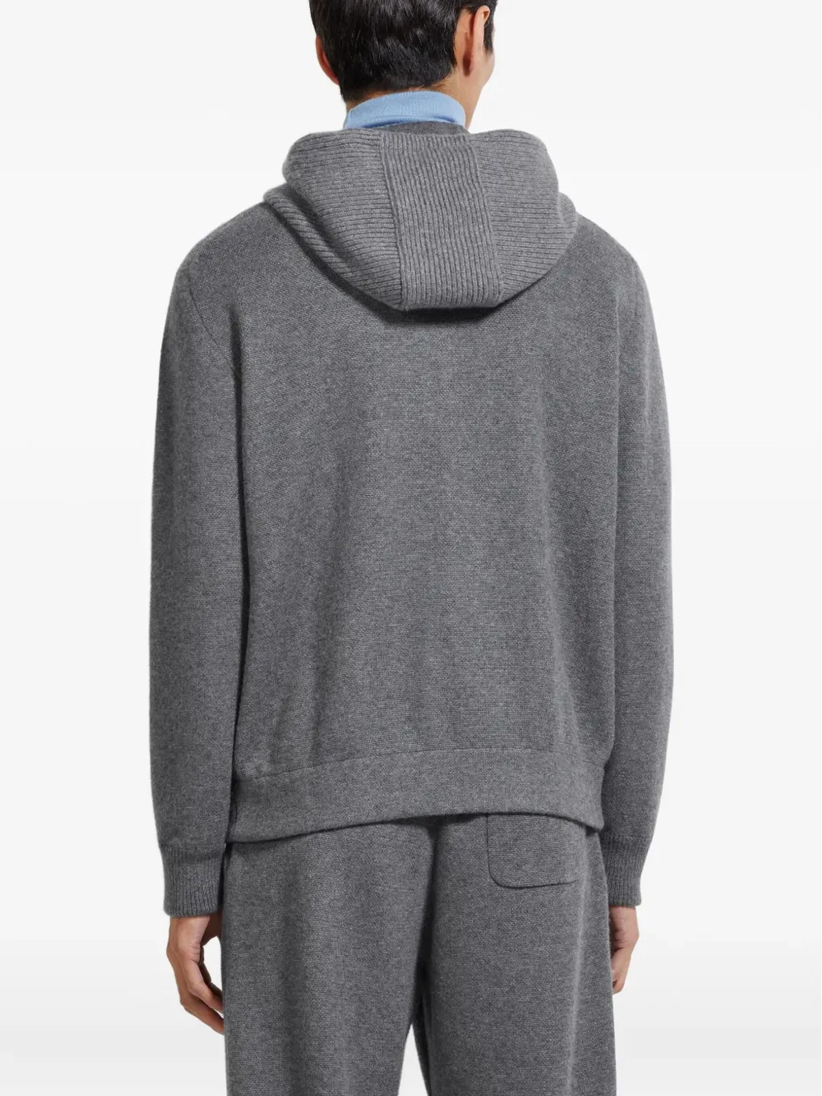 Zegna リブ編みジップアップフーディ - 画像4