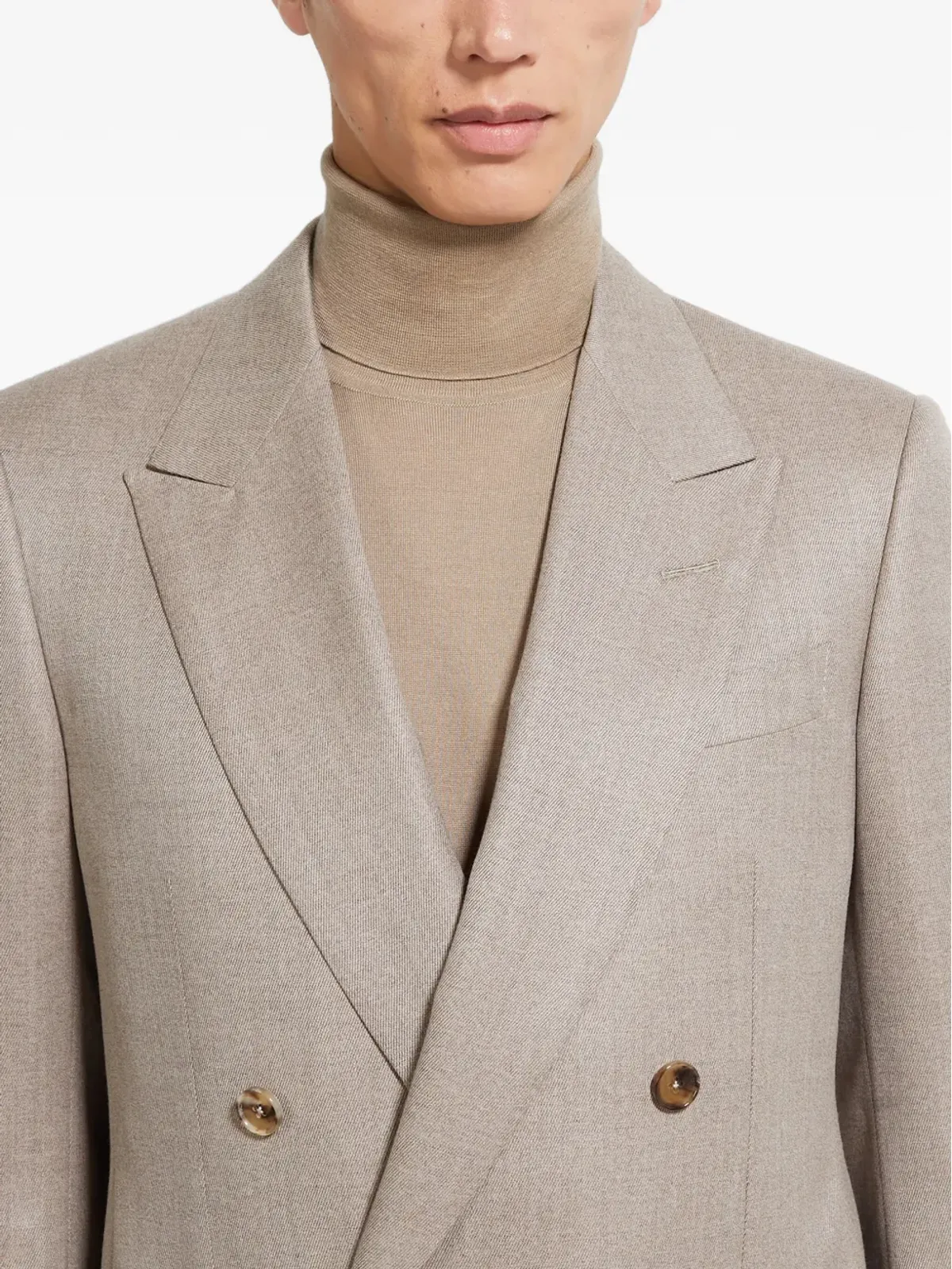 Zegna ダブルブレスト ウールジャケット ブラウン - 画像5