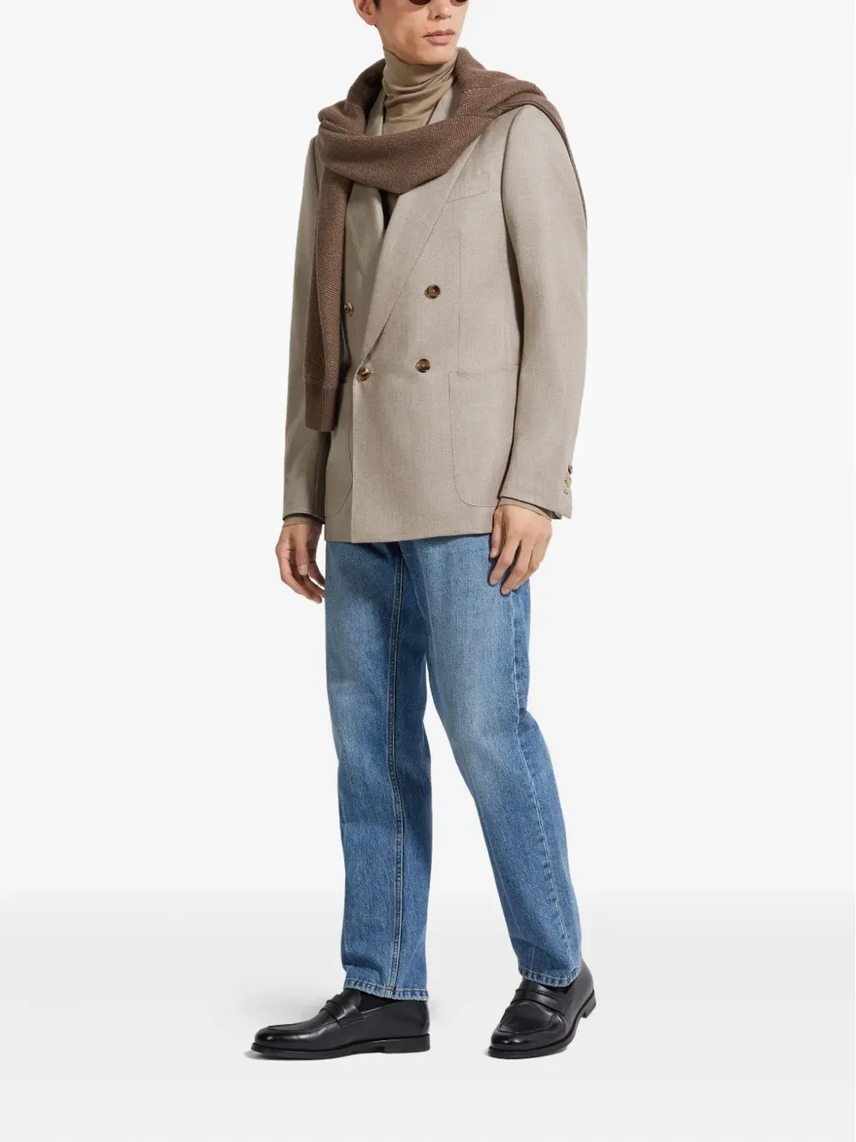 Zegna ダブルブレスト ウールジャケット ブラウン - 画像2