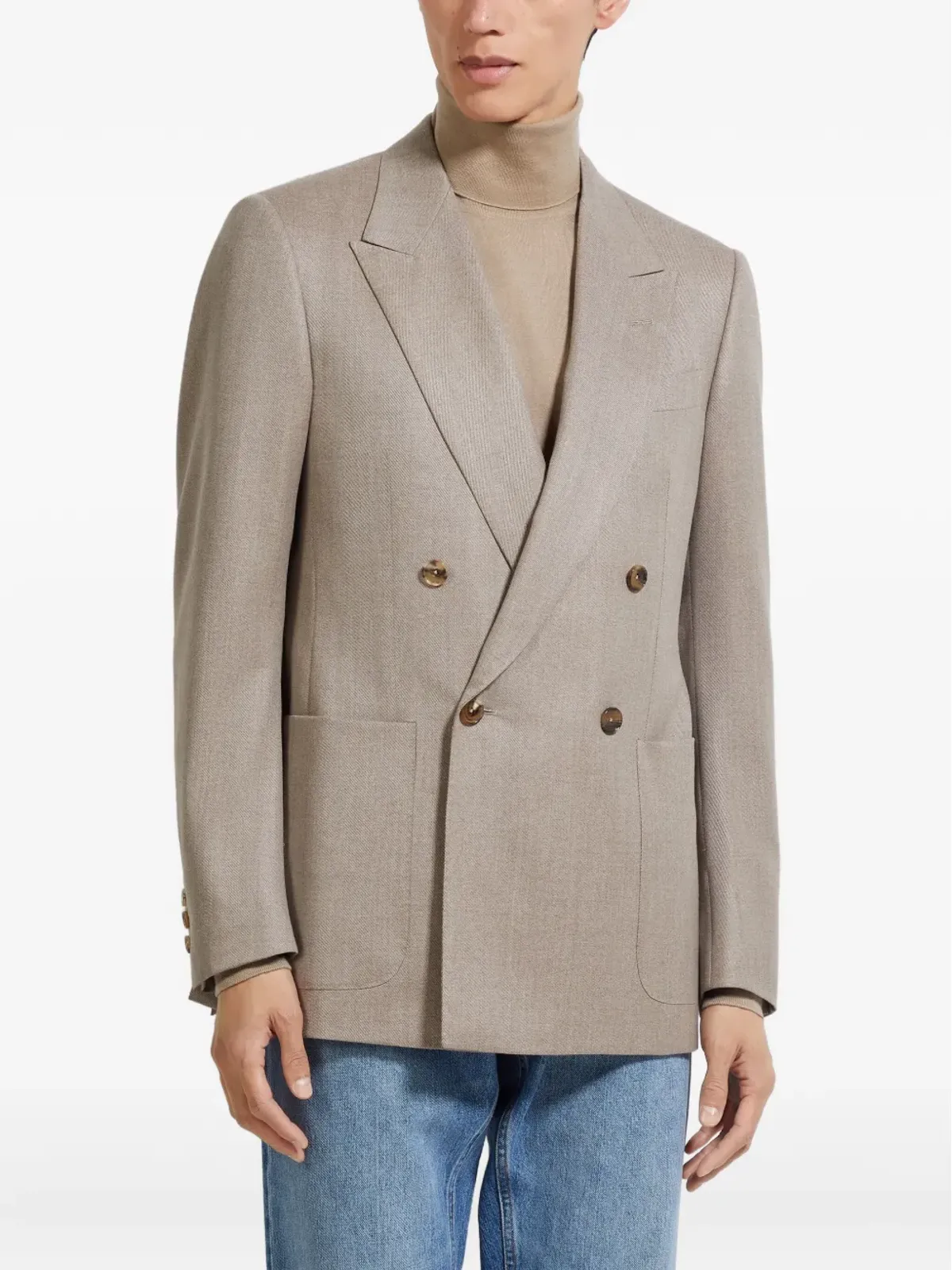 Zegna ダブルブレスト ウールジャケット ブラウン - 画像3