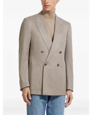 Zegna ダブルブレスト ウールジャケット ブラウン - サムネイル3