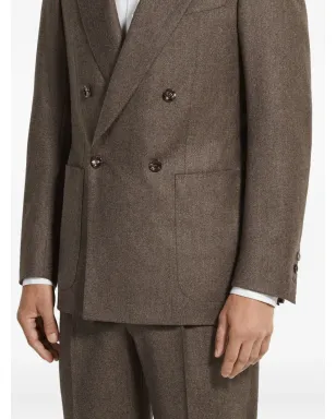 Zegna メランジ ダブルブレスト ウール スーツ - サムネイル5