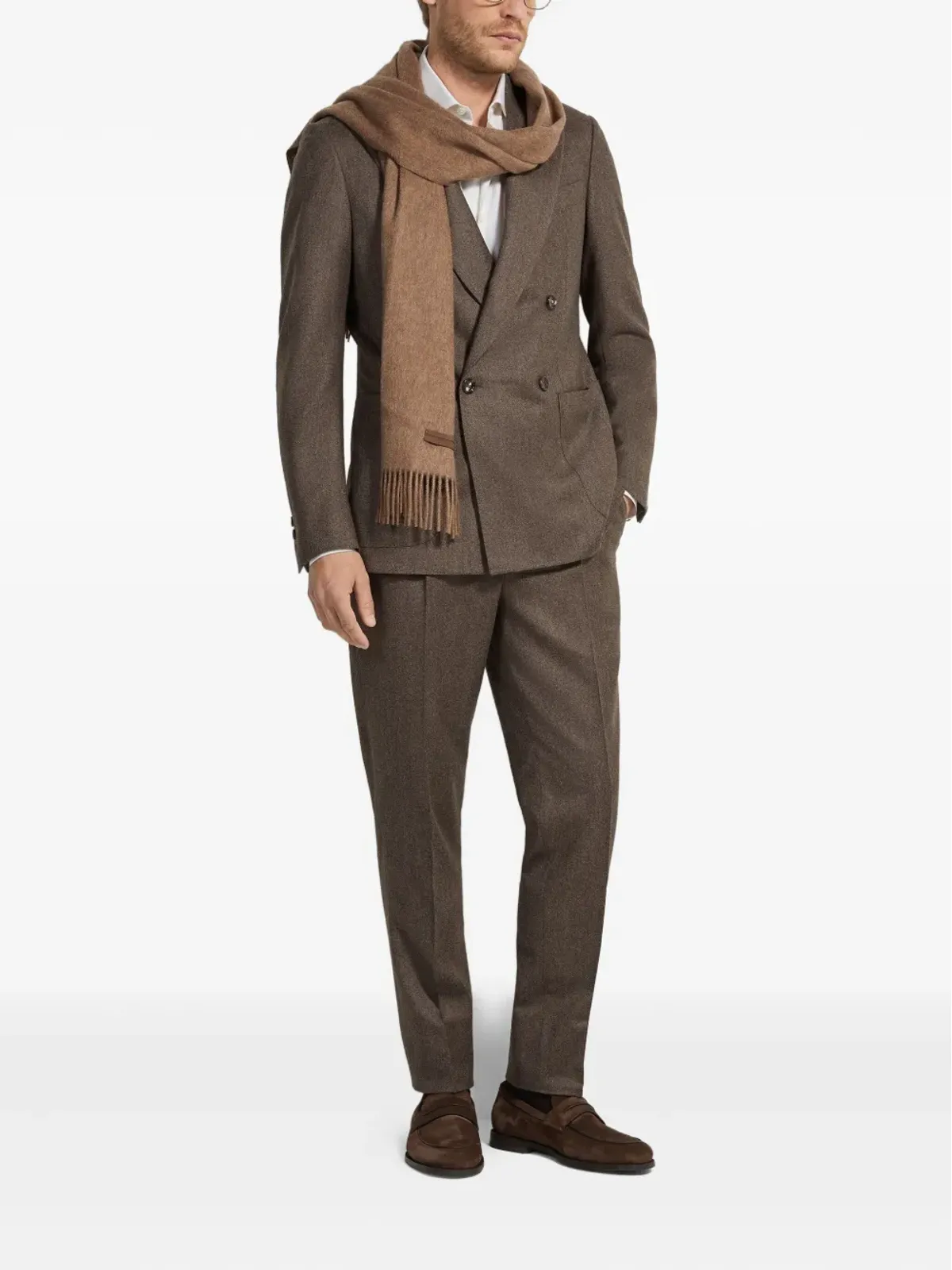 Zegna メランジ ダブルブレスト ウール スーツ - 画像2