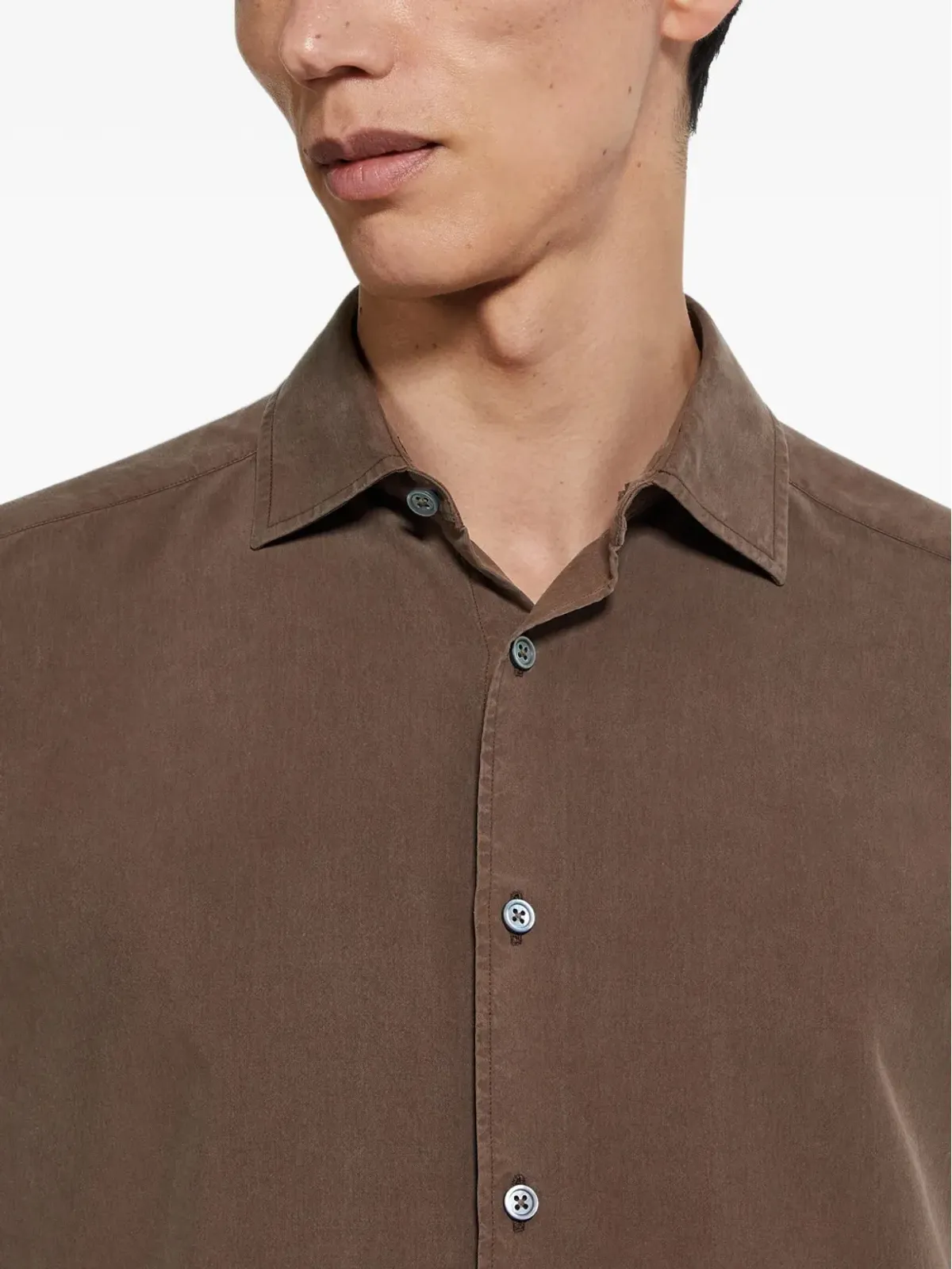 Zegna ムルベリーシルクシャツ - Brown - 画像5