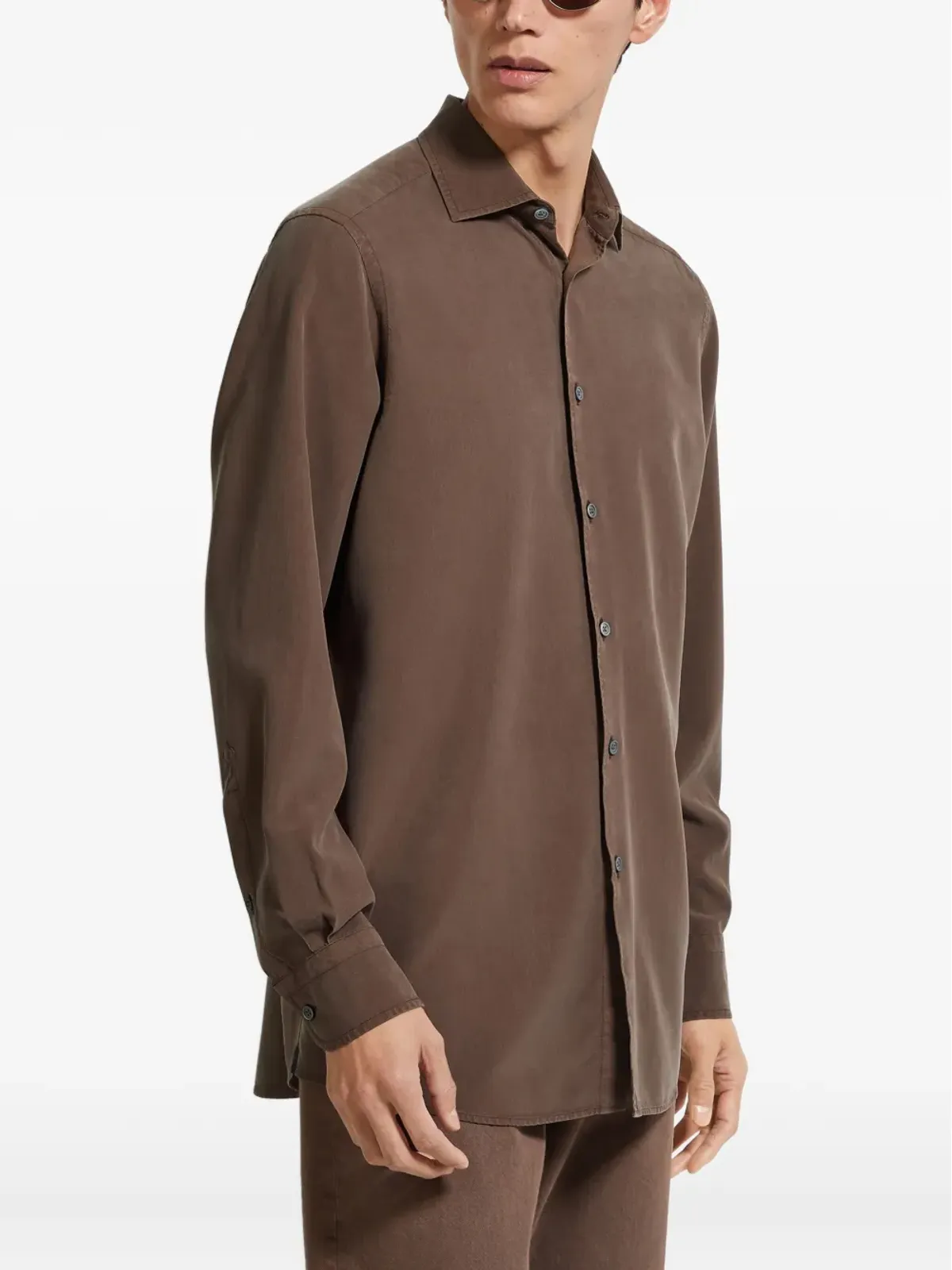 Zegna ムルベリーシルクシャツ - Brown - 画像3