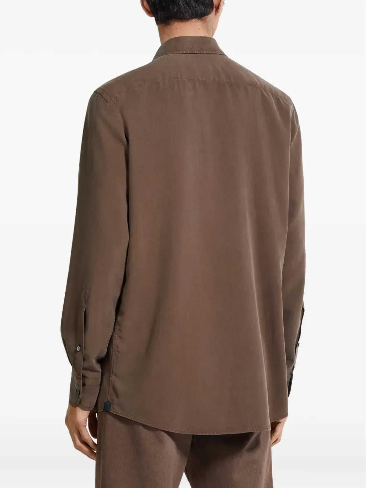 Zegna ムルベリーシルクシャツ - Brown - 画像4