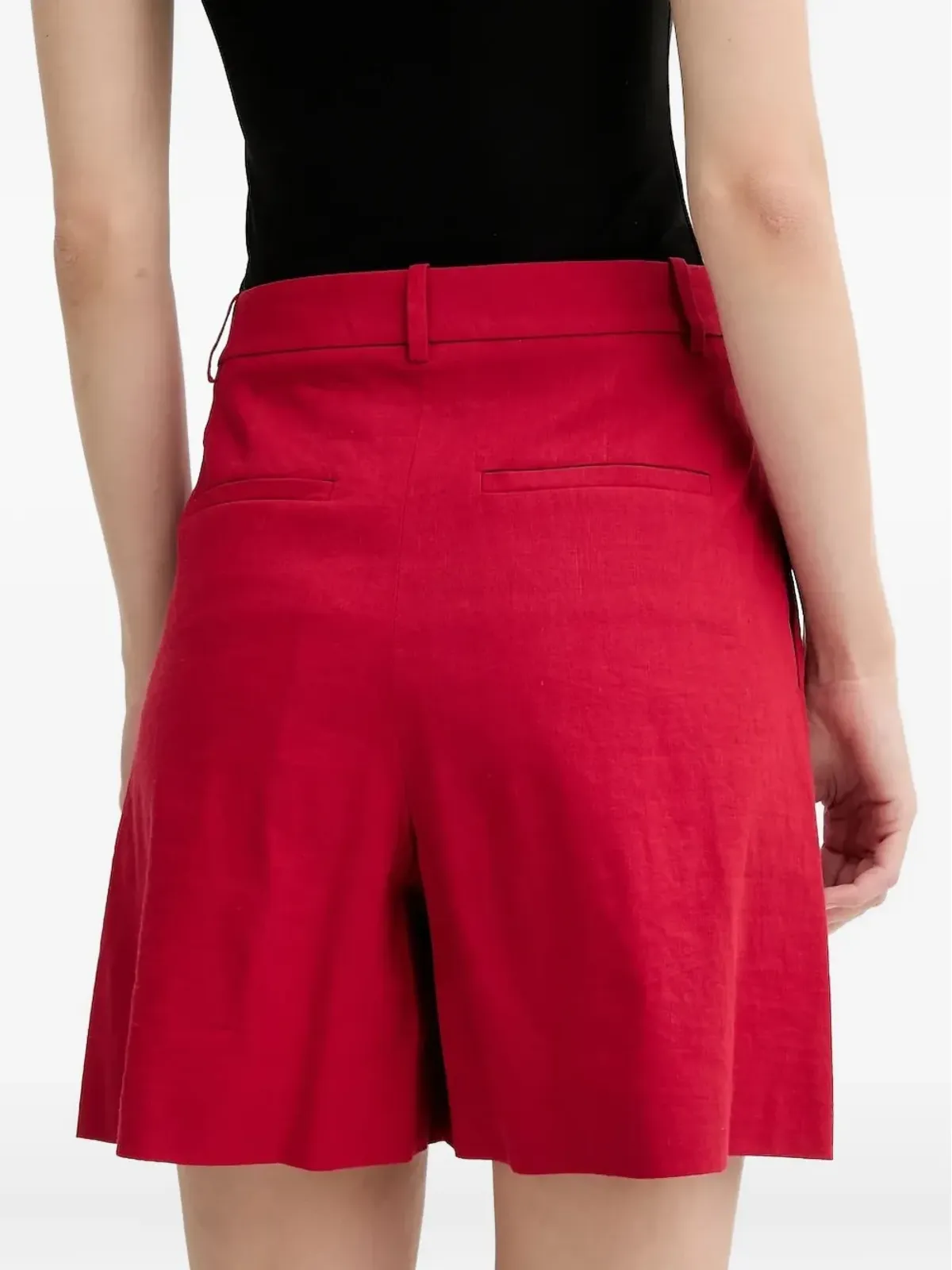 Theory pleated front shorts - Red - 画像3