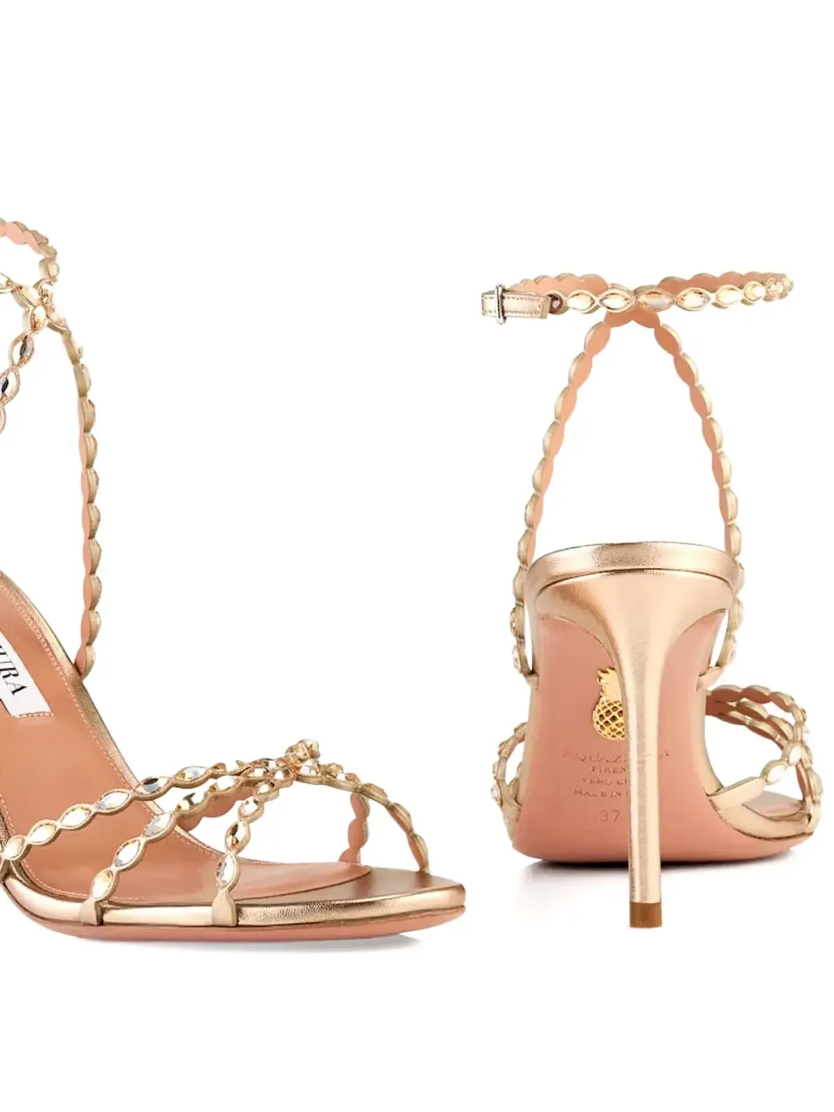 Aquazzura ラブストラック スカラップストラップ メタリック サンダル 85mm - 画像3