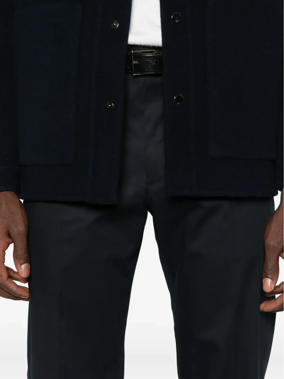 Zegna 隠しファスナー付き テーラードパンツ - ネイビー - 画像5