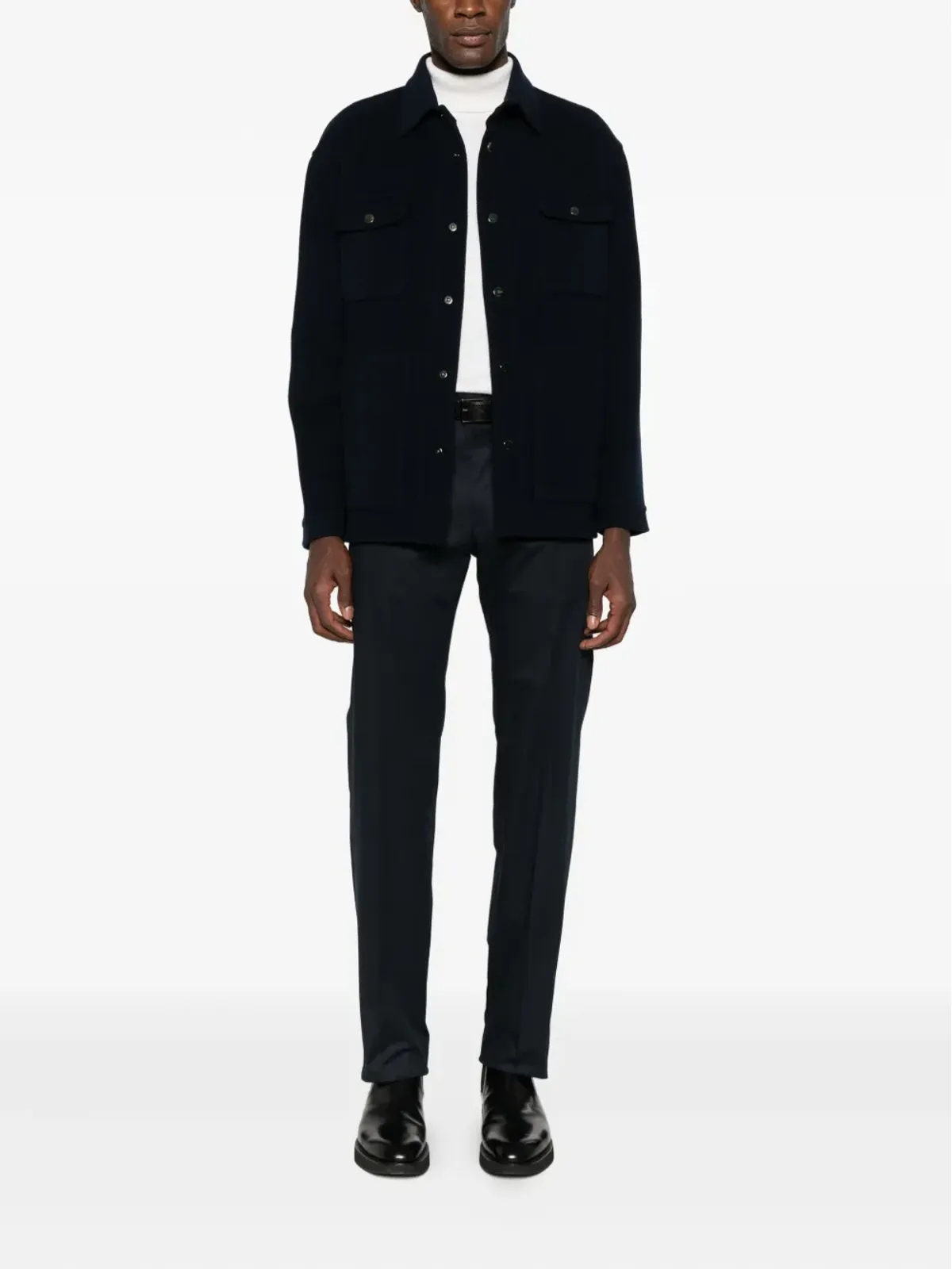 Zegna 隠しファスナー付き テーラードパンツ - ネイビー - 画像2