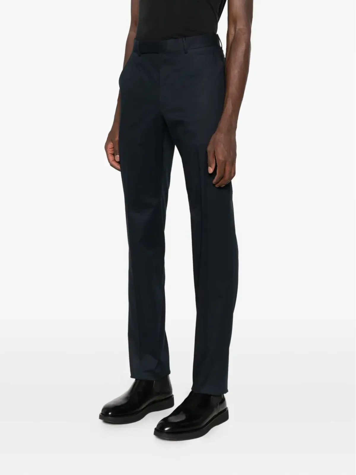 Zegna 隠しファスナー付き テーラードパンツ - ネイビー - 画像3