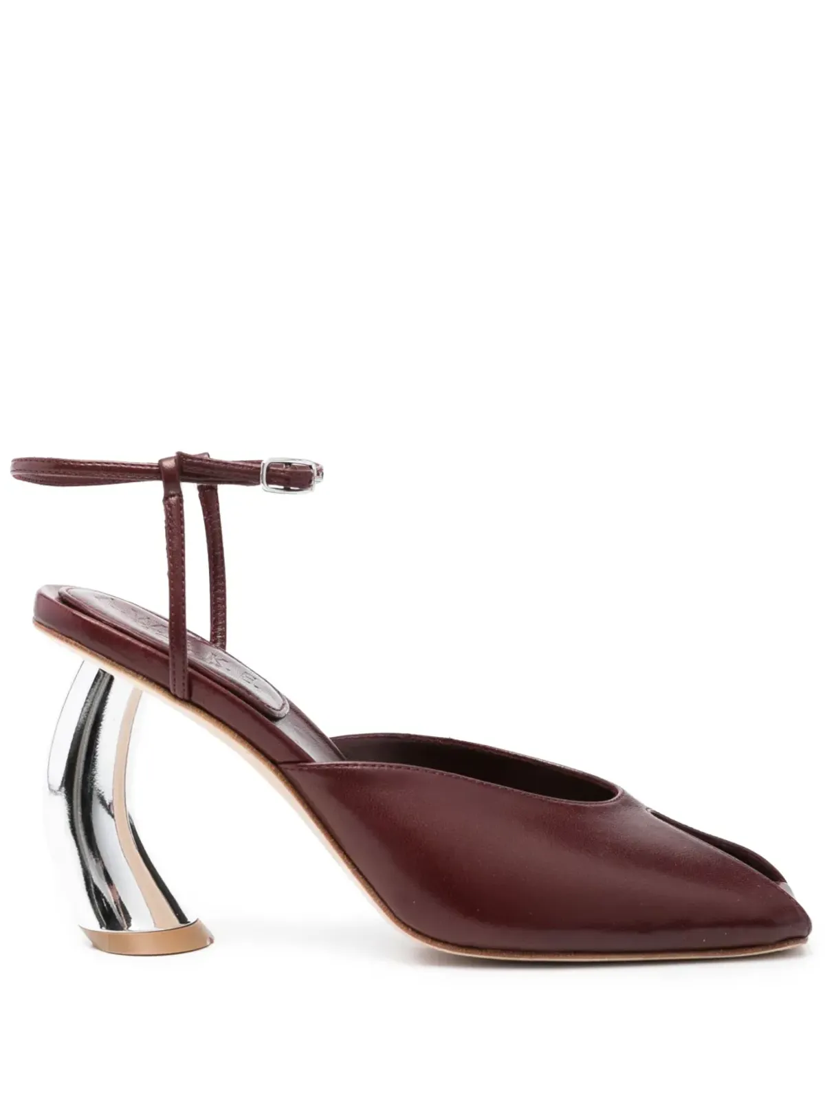 A.W.A.K.E. Mode 85mm Giustine metallic-heel peep-toe pumps - Red - 画像1