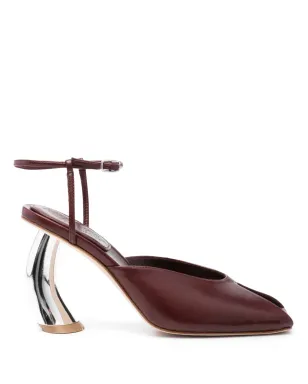 A.W.A.K.E. Mode 85mm Giustine metallic-heel peep-toe pumps - Red - サムネイル1