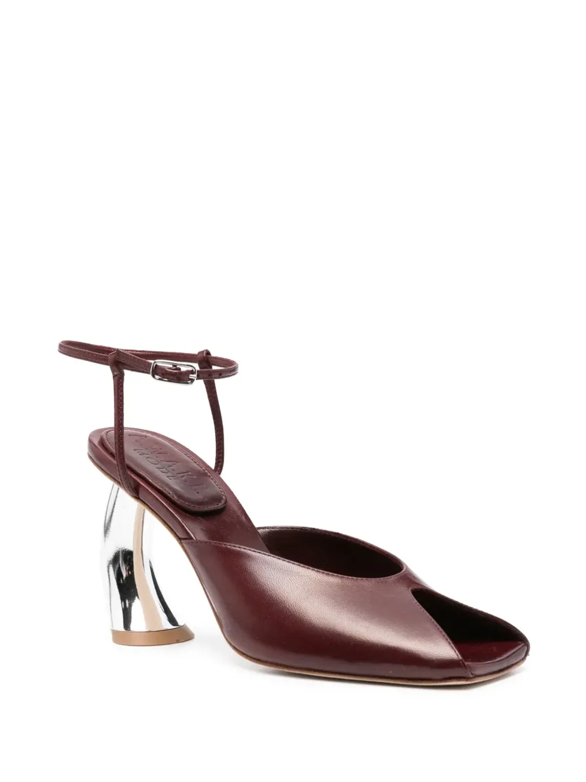 A.W.A.K.E. Mode 85mm Giustine metallic-heel peep-toe pumps - Red - 画像2