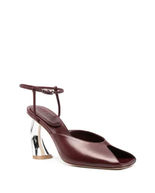 A.W.A.K.E. Mode 85mm Giustine metallic-heel peep-toe pumps - Red - サムネイル2