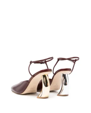 A.W.A.K.E. Mode 85mm Giustine metallic-heel peep-toe pumps - Red - サムネイル3