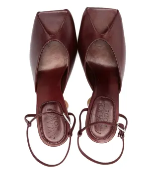 A.W.A.K.E. Mode 85mm Giustine metallic-heel peep-toe pumps - Red - サムネイル4
