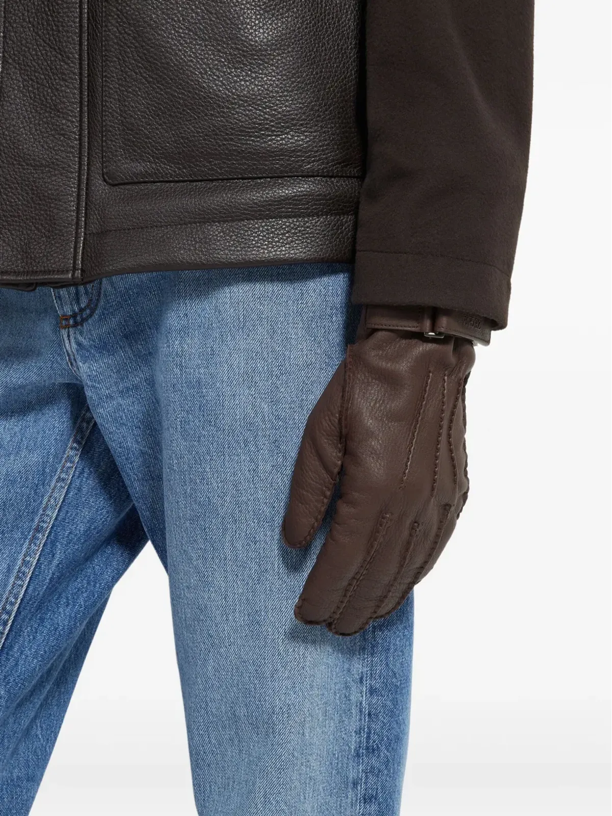 Zegna レザー バックル グローブ - 画像3