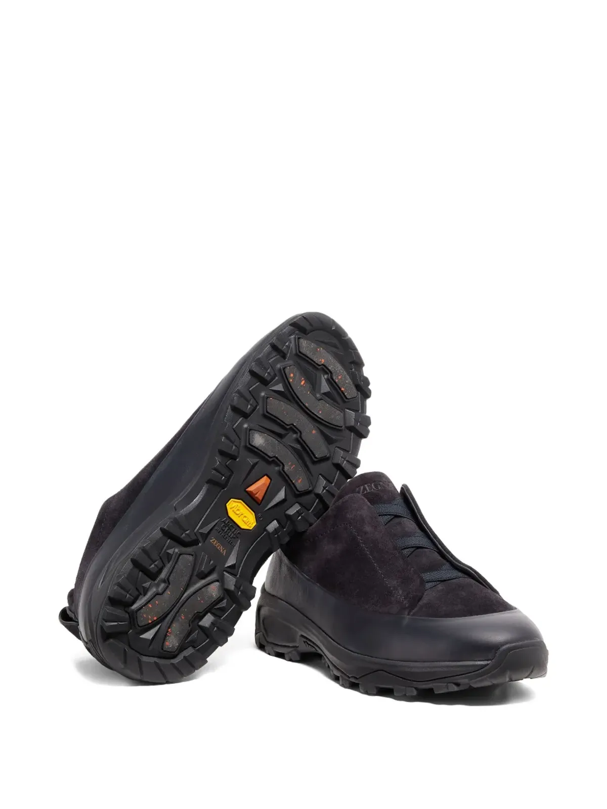 Zegna トリプルステッチ レザー スエード スニーカー - 画像5