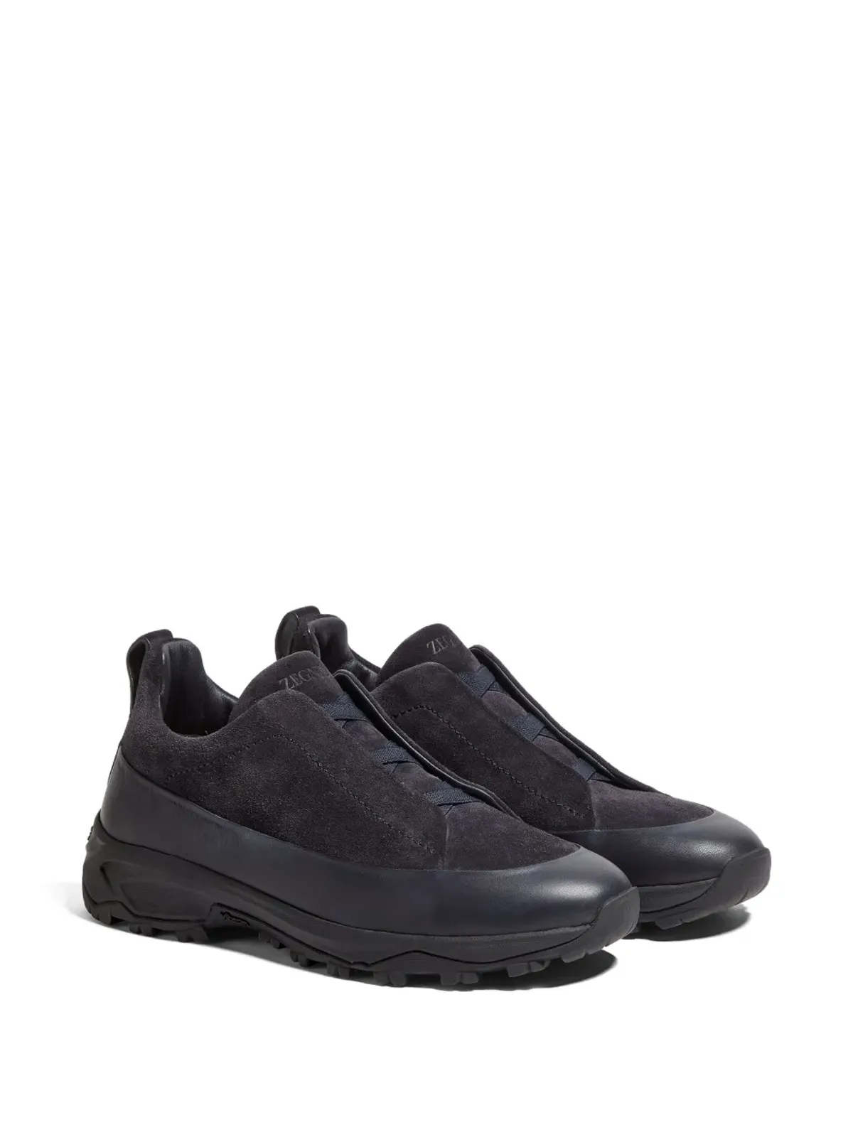 Zegna トリプルステッチ レザー スエード スニーカー - 画像2