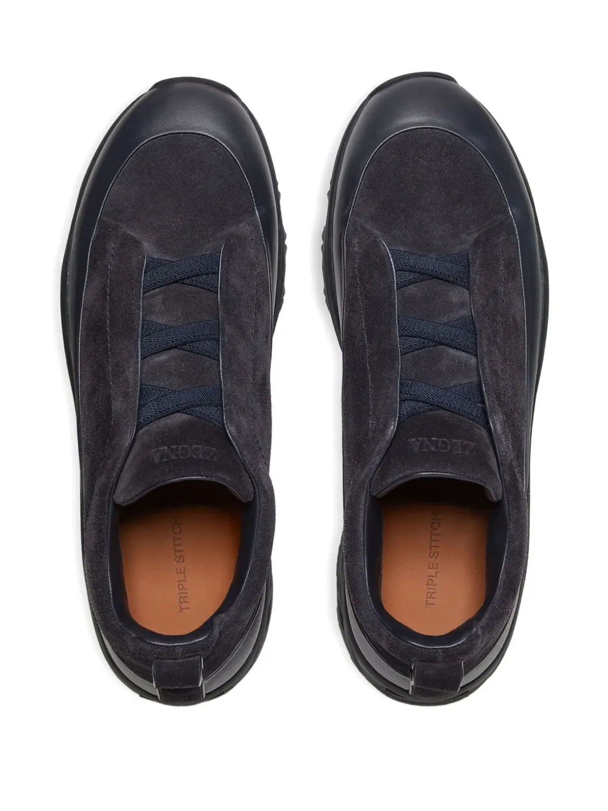 Zegna トリプルステッチ レザー スエード スニーカー - 画像3
