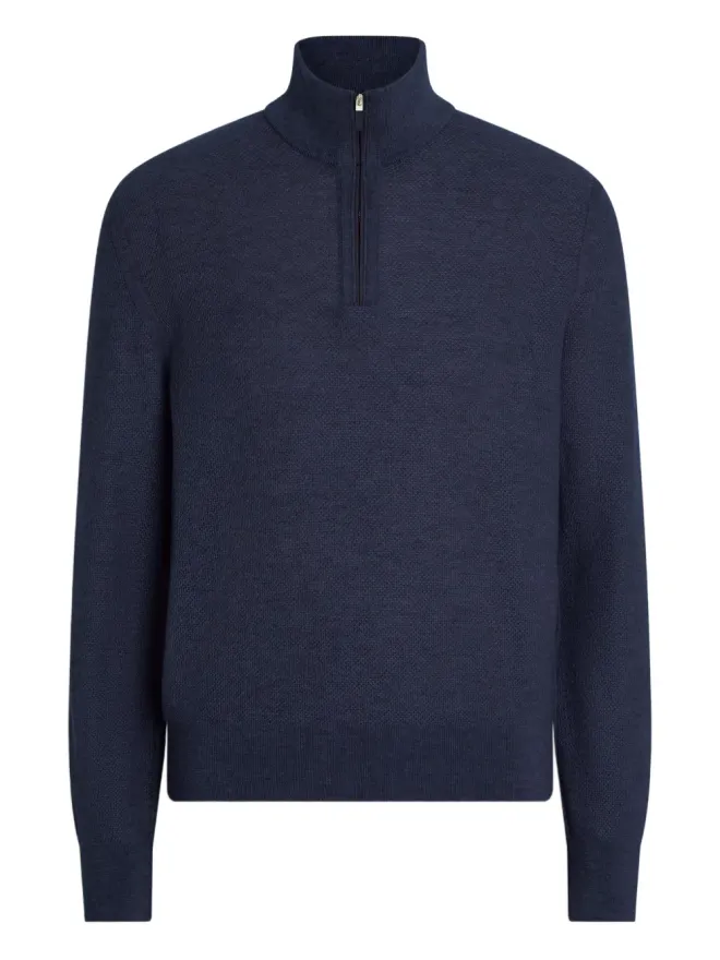 ZEGNA Zegna mock-neck half-zip cashmere sweater - Blueの商品画像