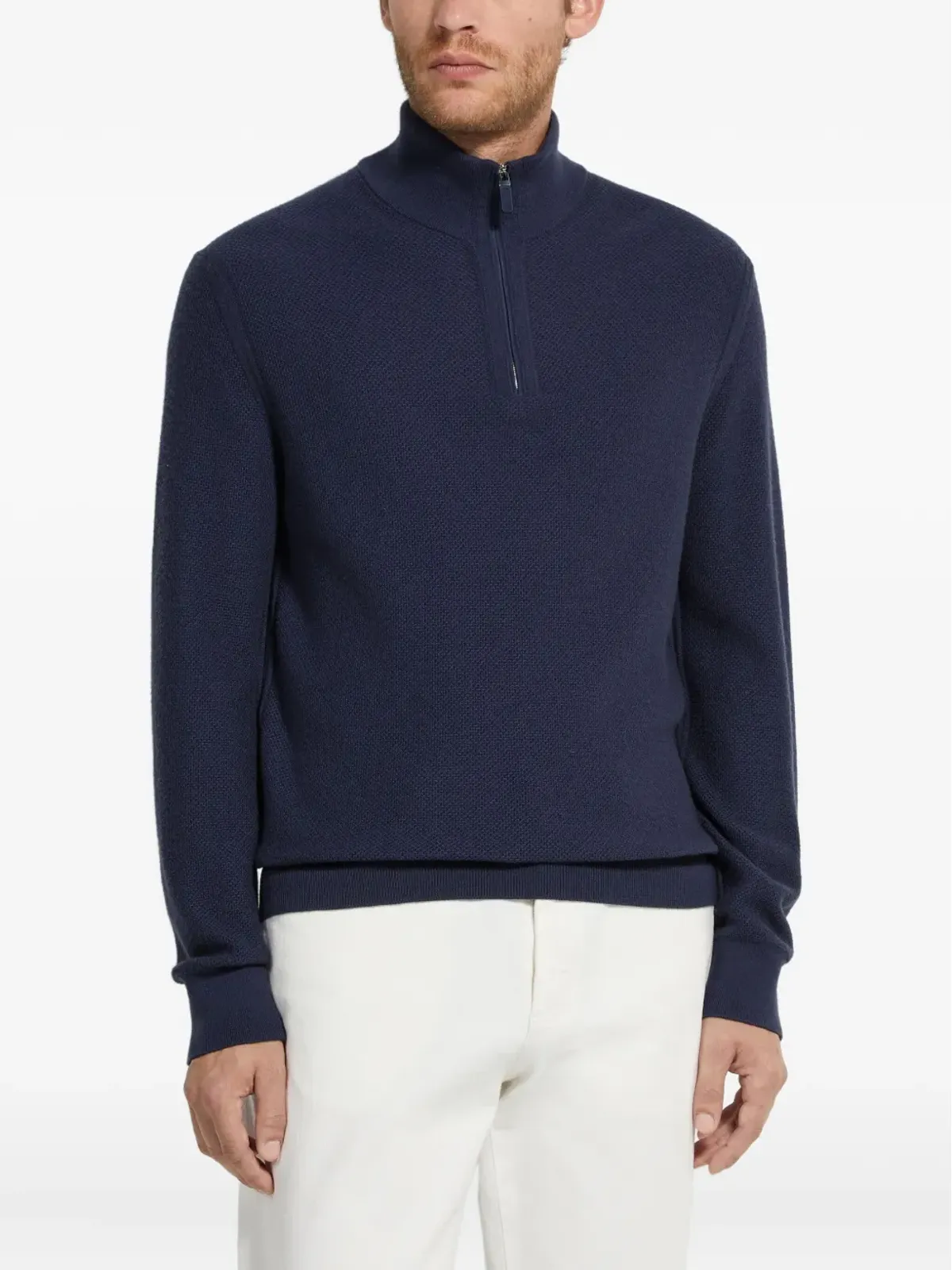 Zegna mock-neck half-zip cashmere sweater - Blue - 画像2