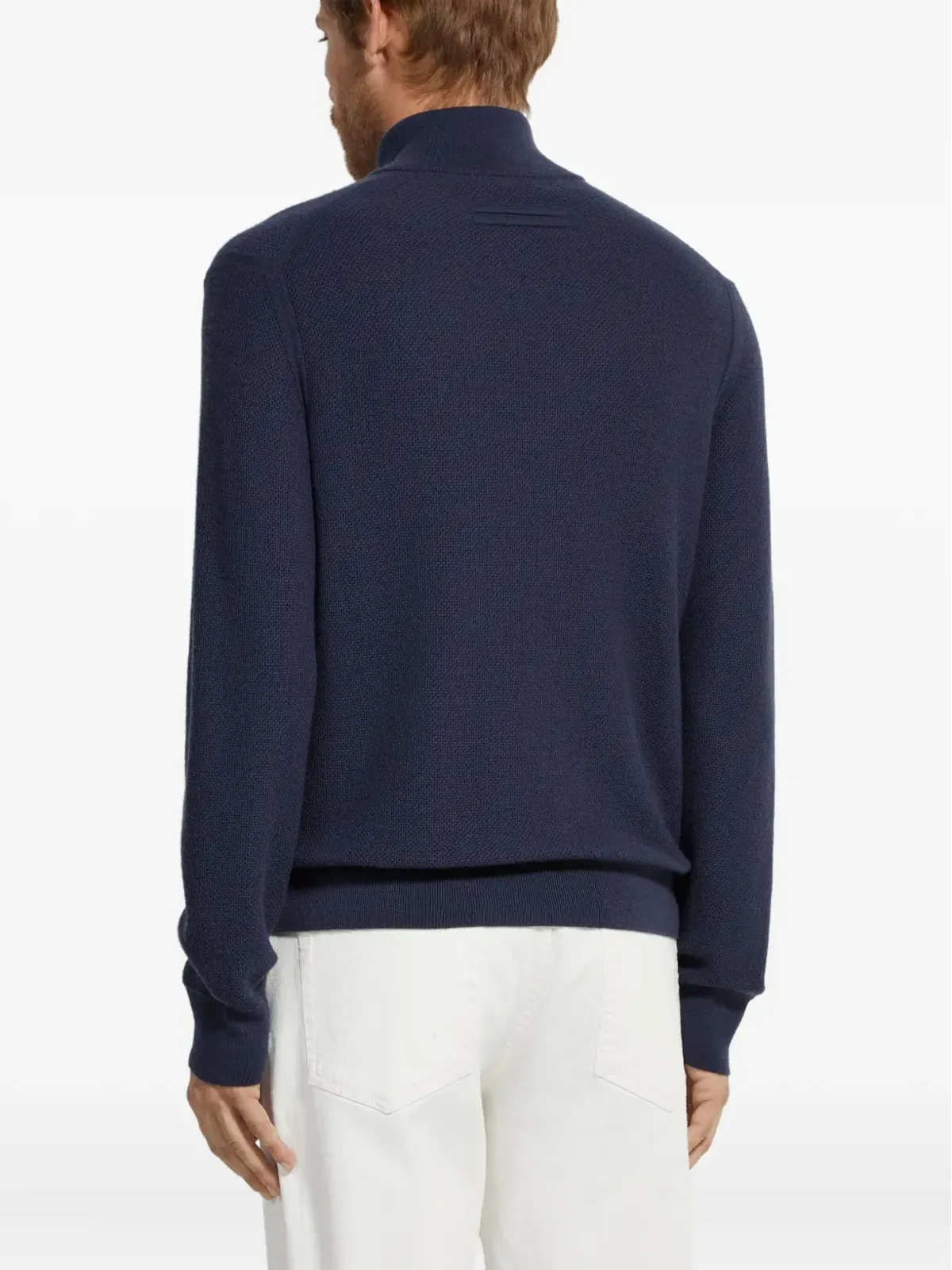 Zegna mock-neck half-zip cashmere sweater - Blue - 画像4