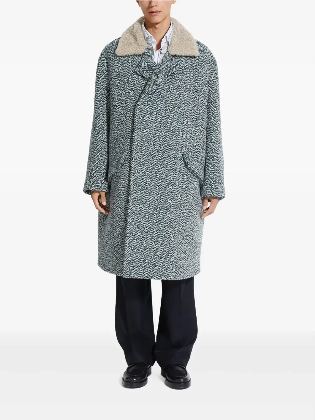Zegna ヘリンボーンコート - 画像2